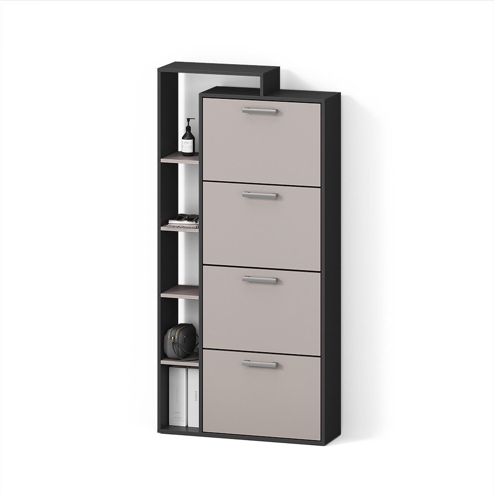 Livinity® Schuhkipper Ortello, Anthrazit/Greige/Greige, 80 x 166.1 cm mit 4 Fächern (1 St)