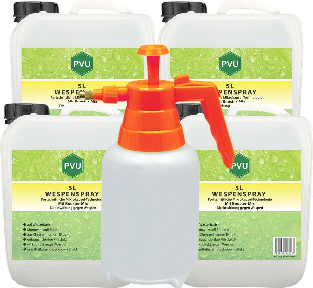 PVU Wespenspray Wespenbekämpfung mit Fortschrittlicher Mikrokapsel-Technologie, 20 l, Booster Mix, unmittelbarer Knock-down Effekt