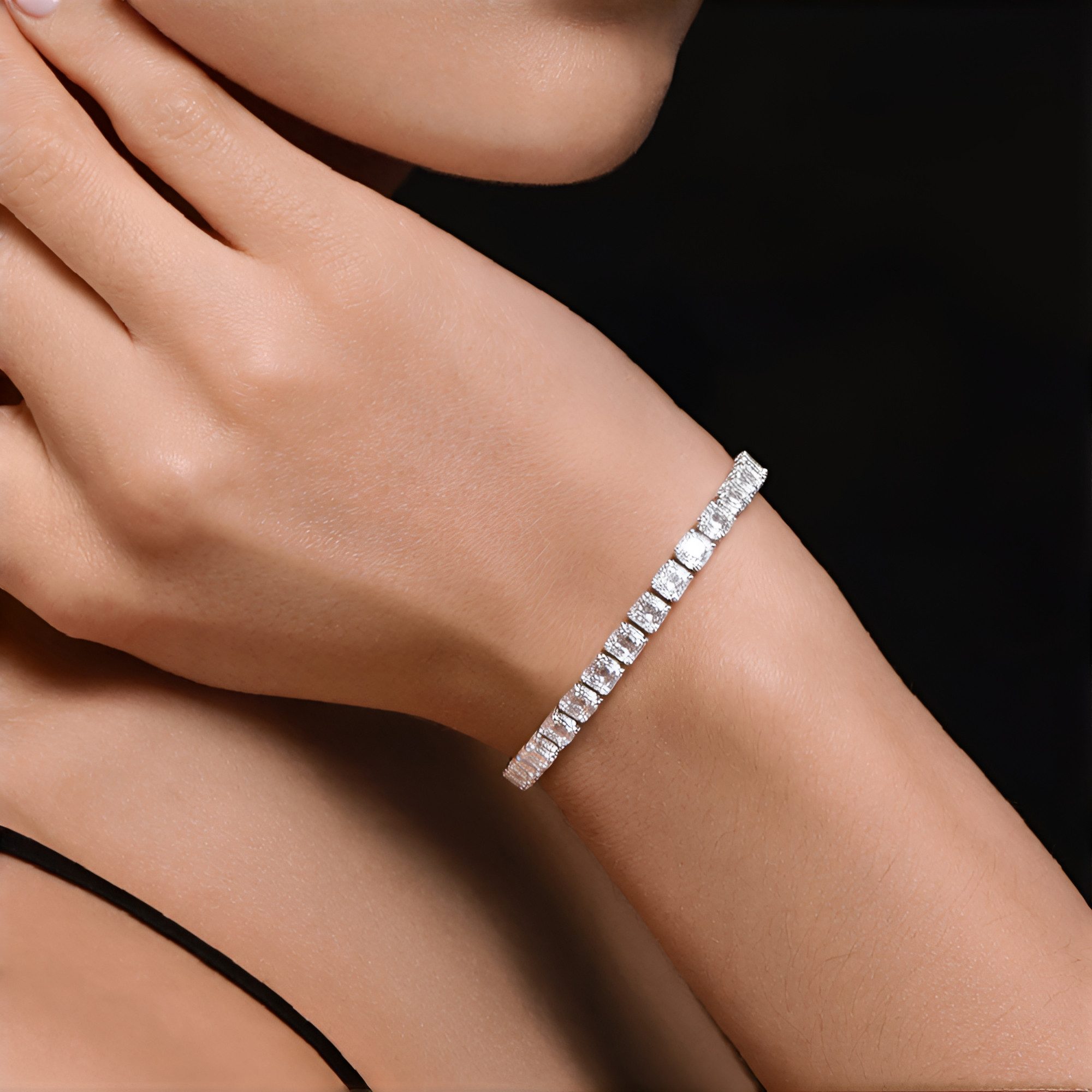 Cavill Silberarmband Cavill Silberarmband Damen 35 weiße Topas, 18,55 ct, Asscher 19 cm (1-tlg)