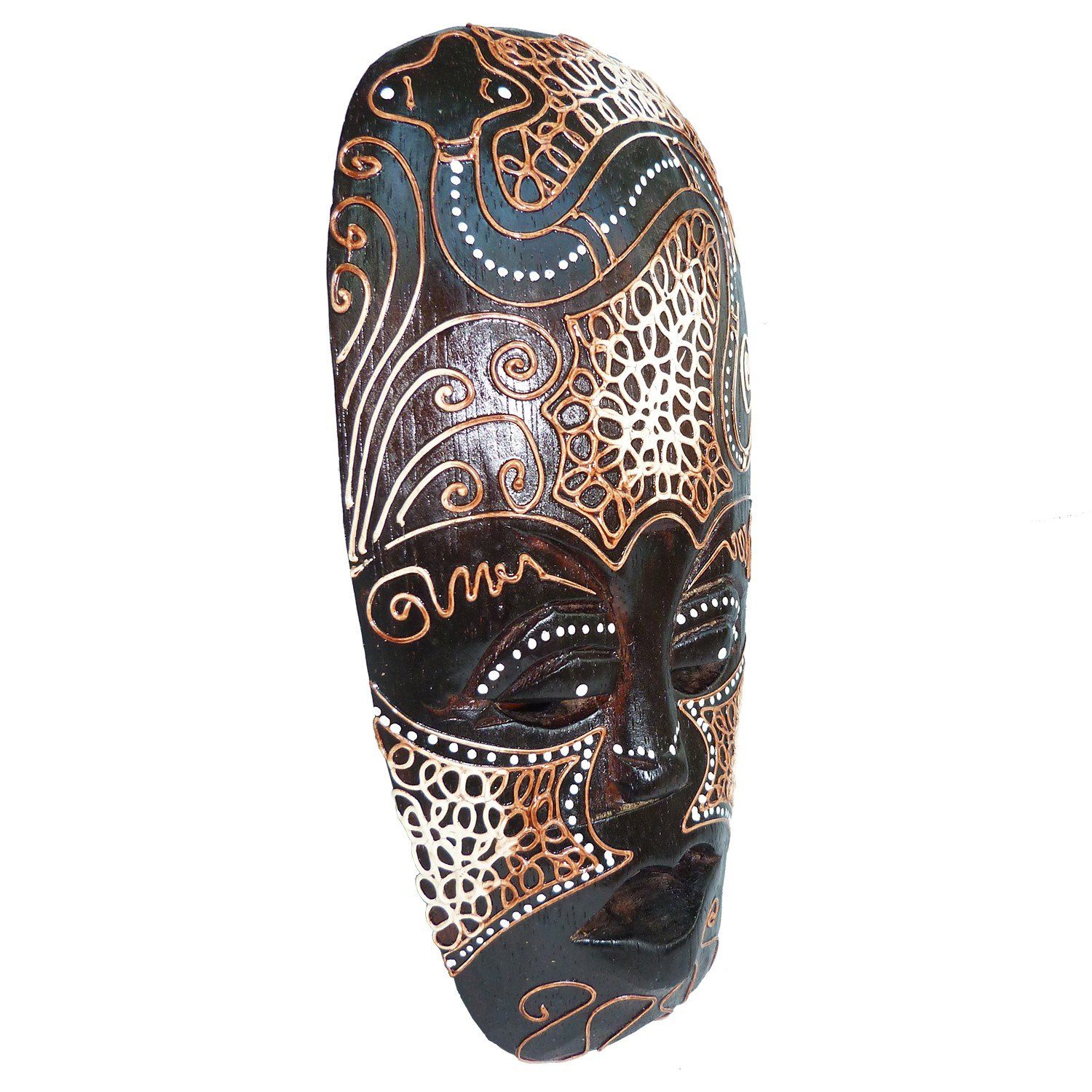 SIMANDRA Wanddekoobjekt Afrikanisch 20 oder Schlange Schmetterling bemalt Aufhängung Holzmaske mit Schildkröte cm, Elefant geschnitzt