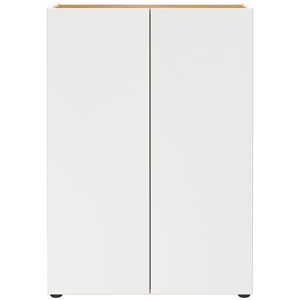 Lomadox Schuhschrank ABURI-01 in weiß Eiche, grifflos, 74cm breit, 2-türig