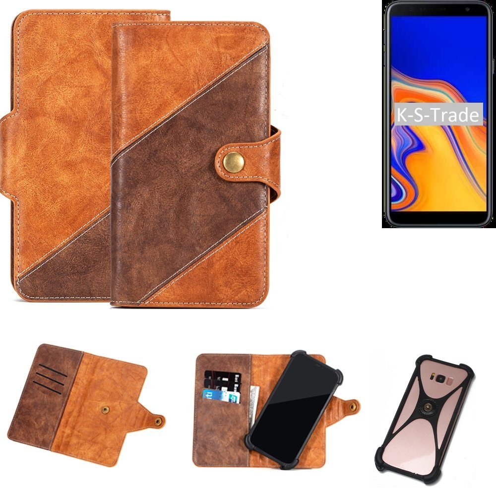 K-S-Trade Handyhülle für Samsung Galaxy J4+, Handy-Hülle Schutz-Hülle Bookstyle Case Wallet-Case Handy Cover