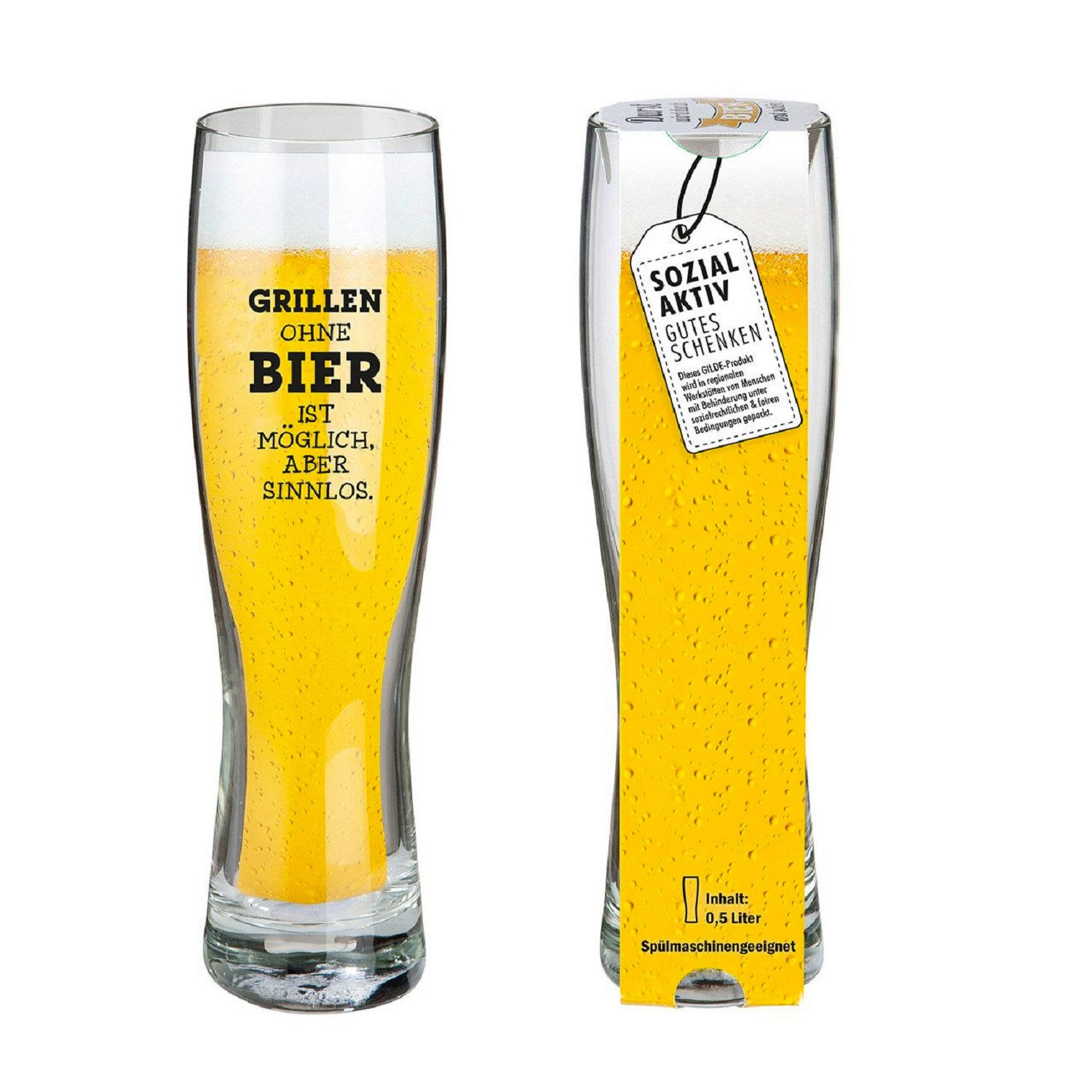 Bierglas Weizenbierglas 'Grillen' 500ml