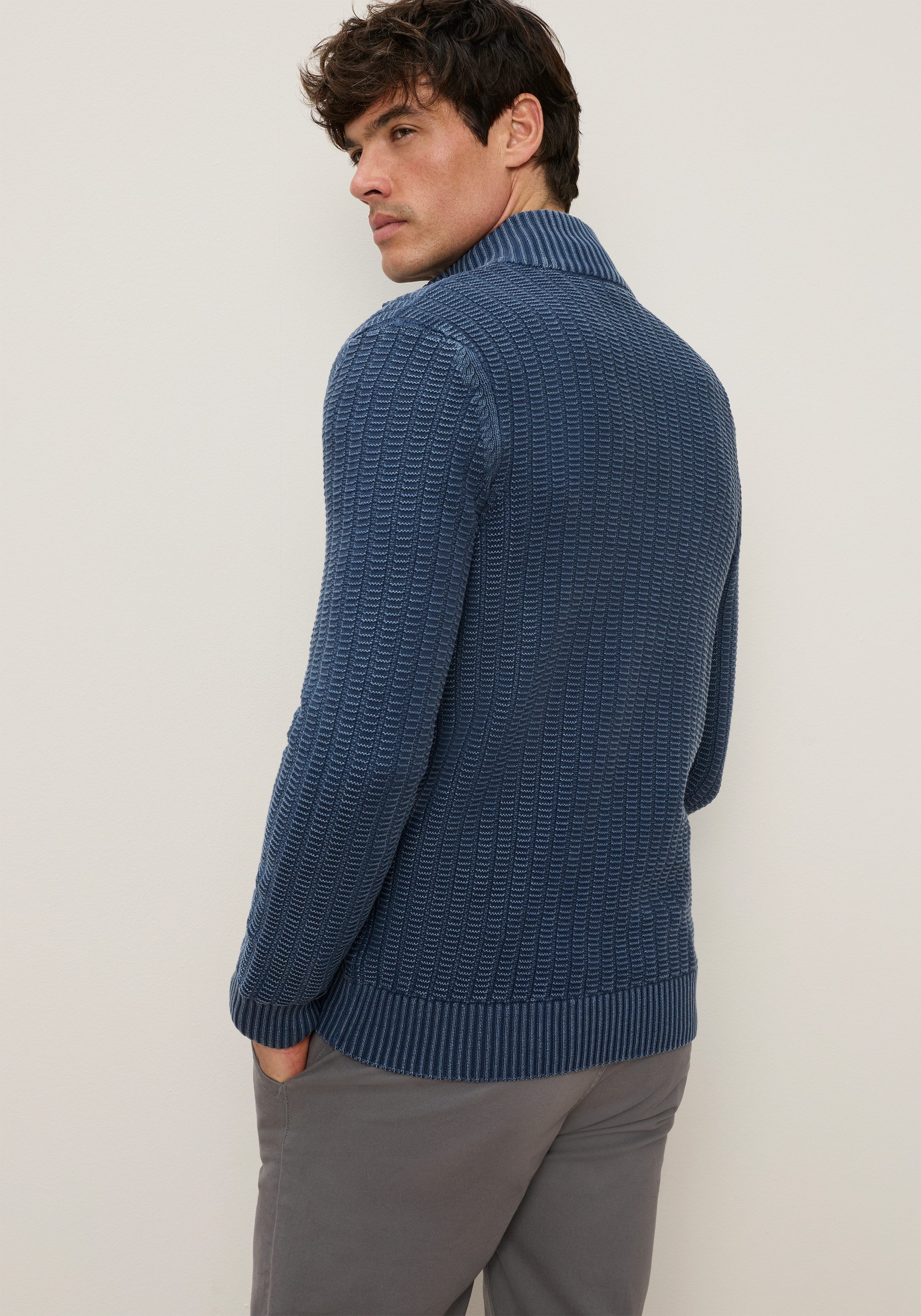 Man's World Strickjacke Neue Kollektion! Highlight washed Strickstruktur Regular Fit, Strukturmuster, mit Stehkragen, mit Reißverschluss – Bild 4 von 5
