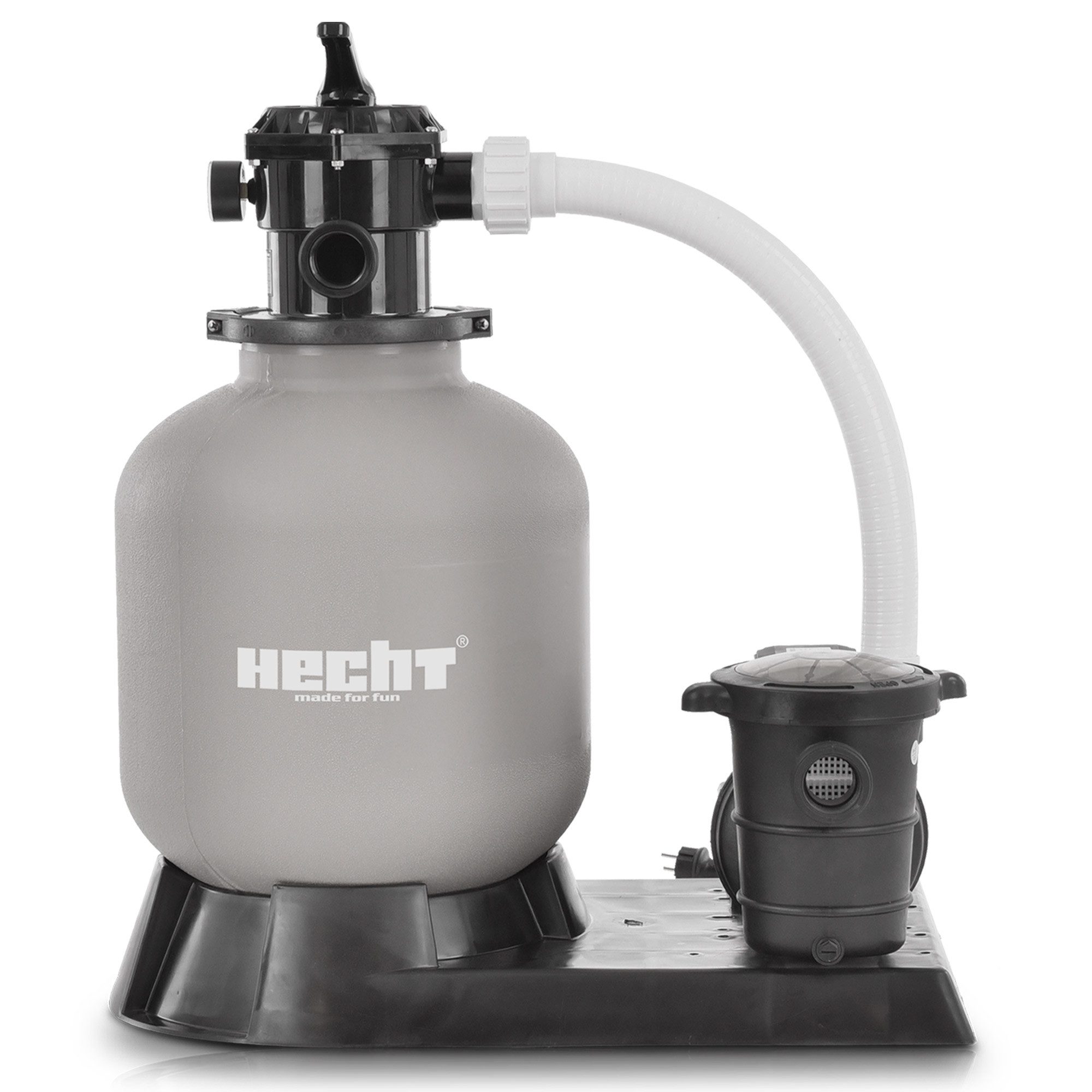 Hecht Sandfilteranlage 302016 Poolfilter mit Pumpe 14.400 l/h 45 kg Kessel (1 St), Rückspülfunktion, Manometer, feiner Quarzsand