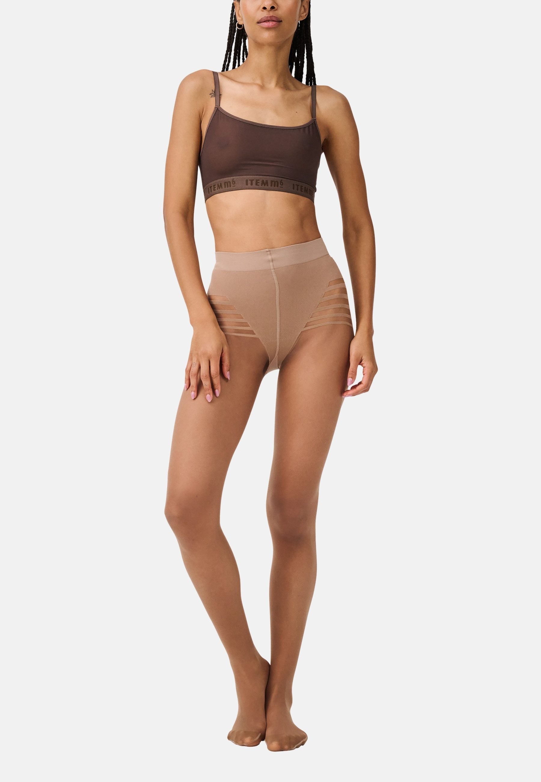 ITEM m6 Feinstrumpfhose Invisible 15 DEN Stripes Panty Streifen-Panty, Push-up-Effekt, leichte Beine, langlebig, unsichtbar