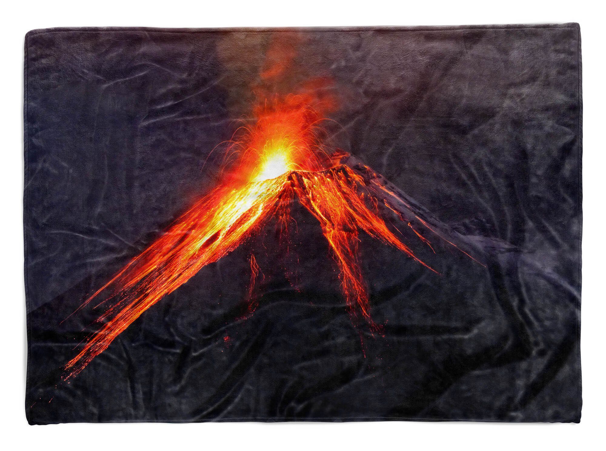 Sinus Art Handtücher Handtuch Strandhandtuch Saunatuch Kuscheldecke mit Fotomotiv Vulkan Vulkanausbruch Lava, Baumwolle-Polyester-Mix (1-St), Handtuch
