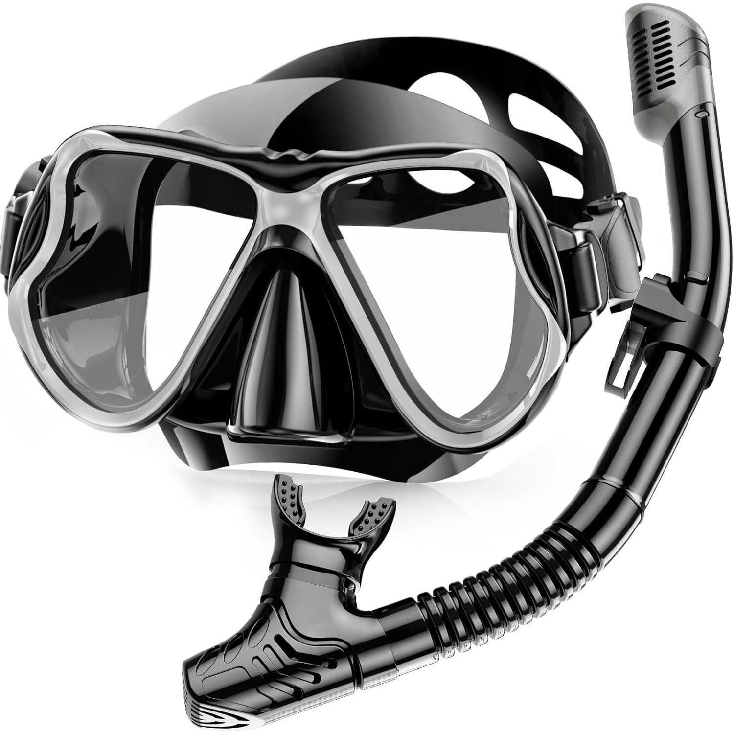 LuxusKollektion Tauchset Schnorchelset Taucherbrille Dryschnorchel AntiFog Farbe Schwarz