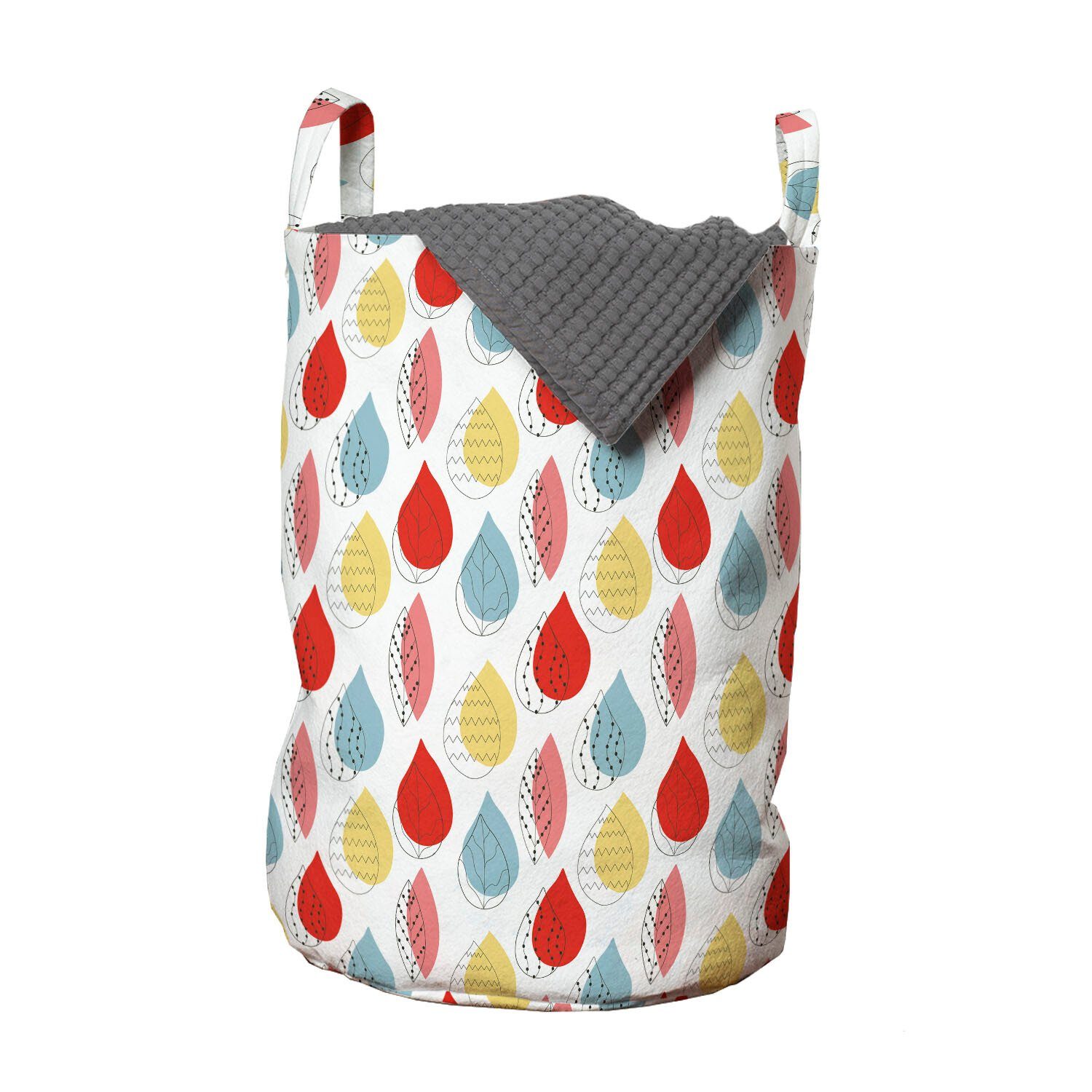 Abakuhaus Wäschesäckchen Wäschekorb mit Griffen Kordelzugverschluss für Waschsalons, Blumen Blätter und Silhouetten Kunst