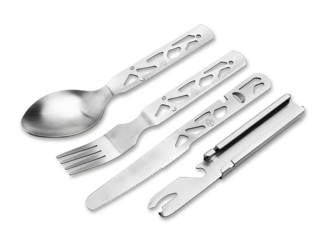 Böker Plus Campinglöffel Naturensöhne Camping Set, Edelstahl (4 Stück), vollwertiges Besteck
