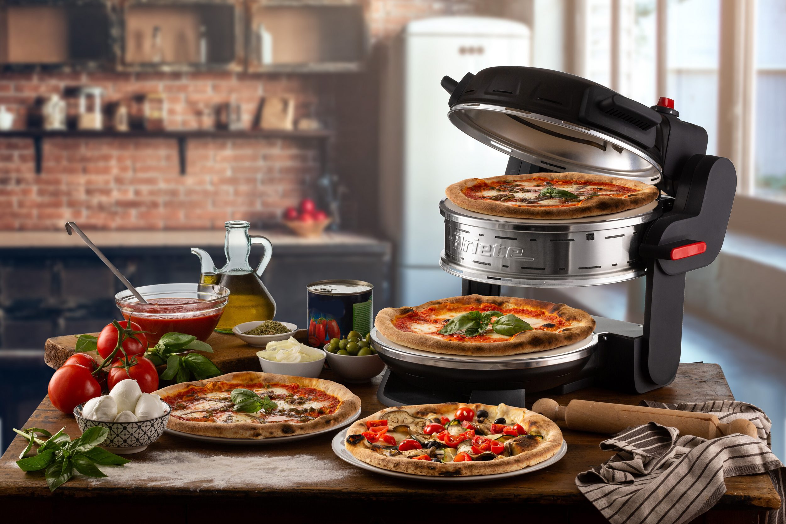 Ariete Pizzaofen 927S Doppelpizzaofen für 2 Pizzen gleichzeitig, schwarz