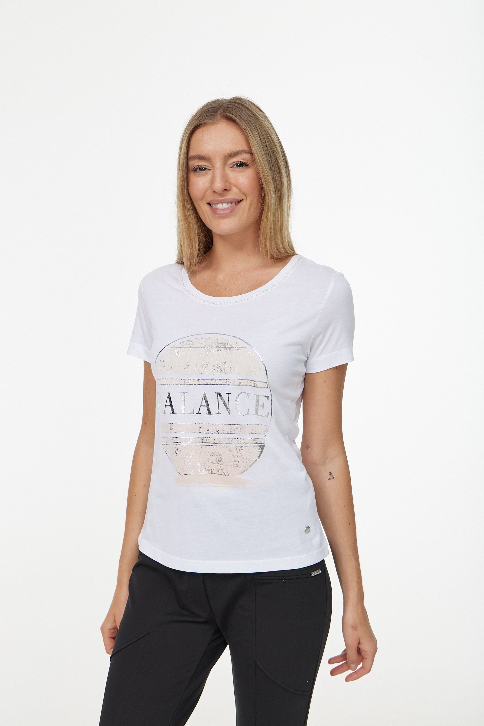 Decay T-Shirt mit schimmerndem Frontprint weiß-rosa | T-Shirts