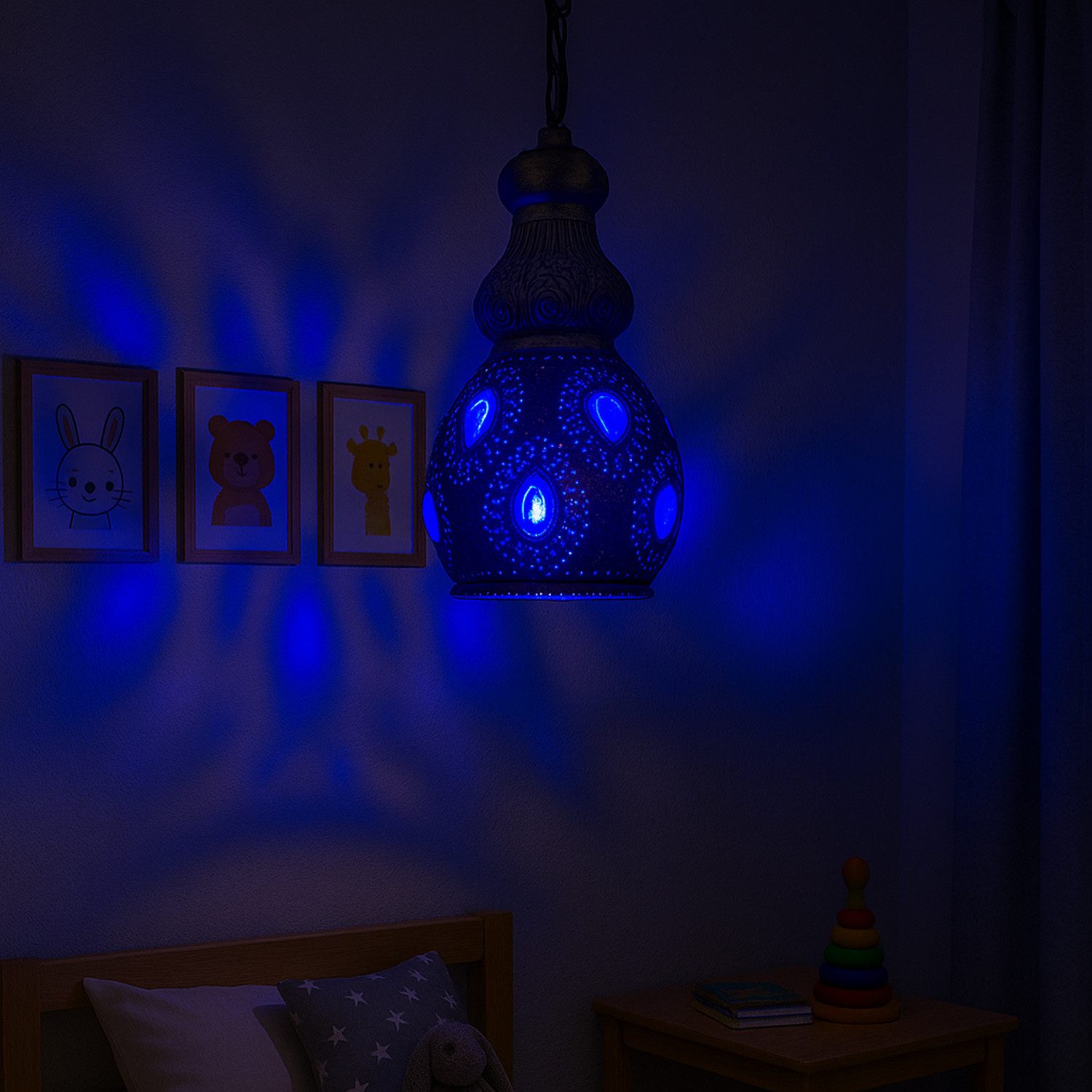 Marrakesch Orient & Mediterran Interior Pendelleuchte Marokkanische Esstischlampe Aissata modern aus Messing in Silber 27 cm, ohne Leuchtmittel, Handarbeit