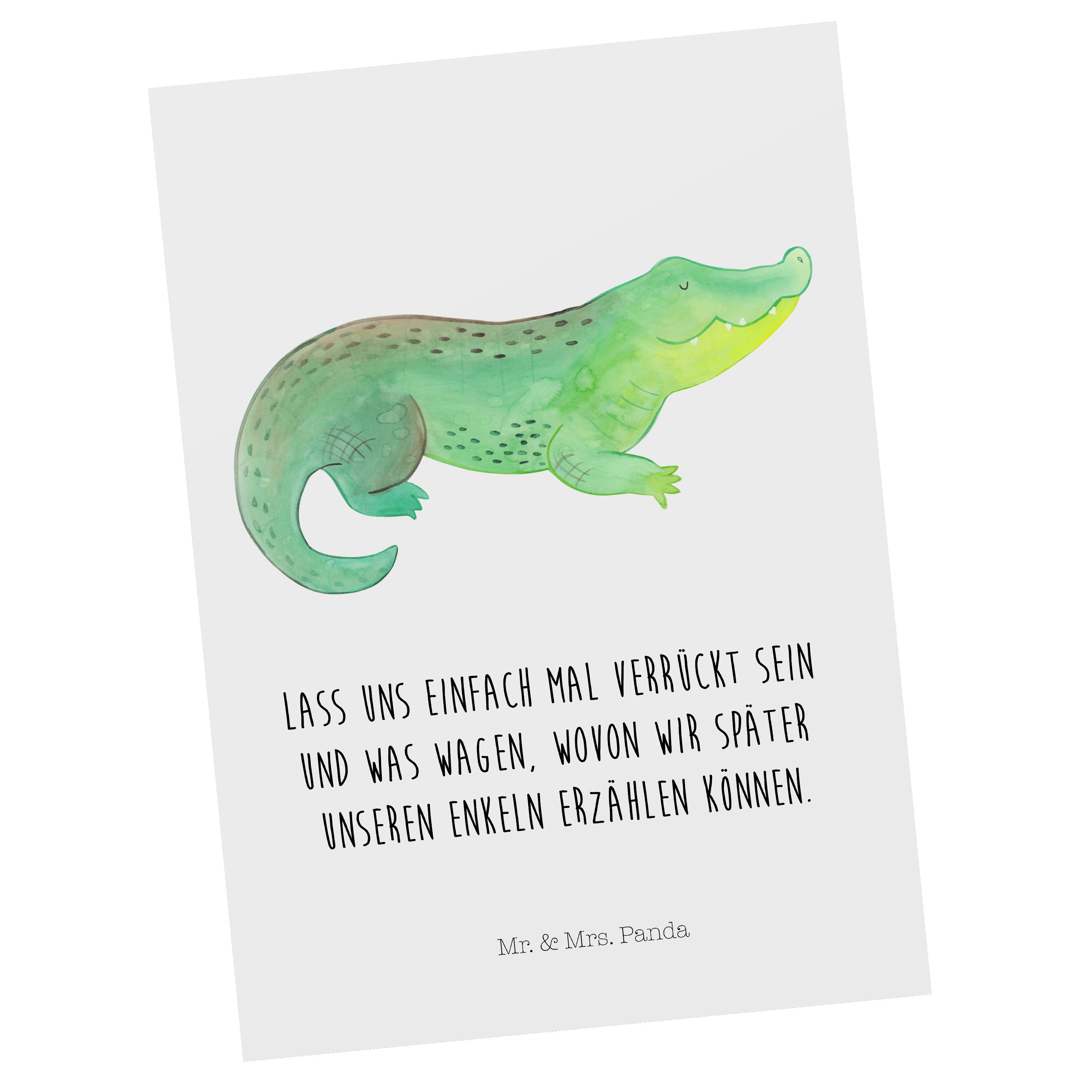 Mr. & Mrs. Panda Weiß Krokodil Postkarte - Ans - Einladungskarte, Geschenk, Geschenkkarte, Meer