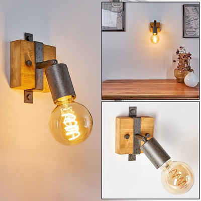 hofstein Wandleuchte »Faro« verstellbare Wandlampe aus Metall/Holz in Grau/Natur, ohne Leuchtmittel, 1xE27 Fassung, Wandspot im Industrial-Design