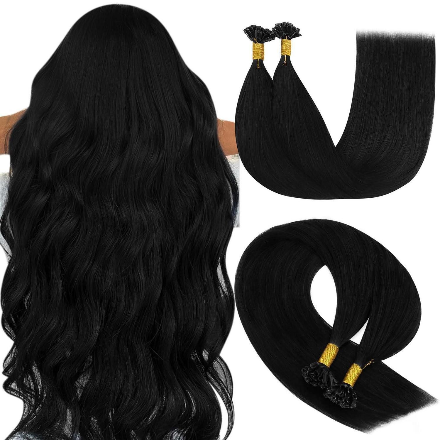 LuxusKollektion Echthaar-Extension Extensions Echthaar Bondings Remy Keratin U 35 cm-U Tip 1-U Tip-1-#1
