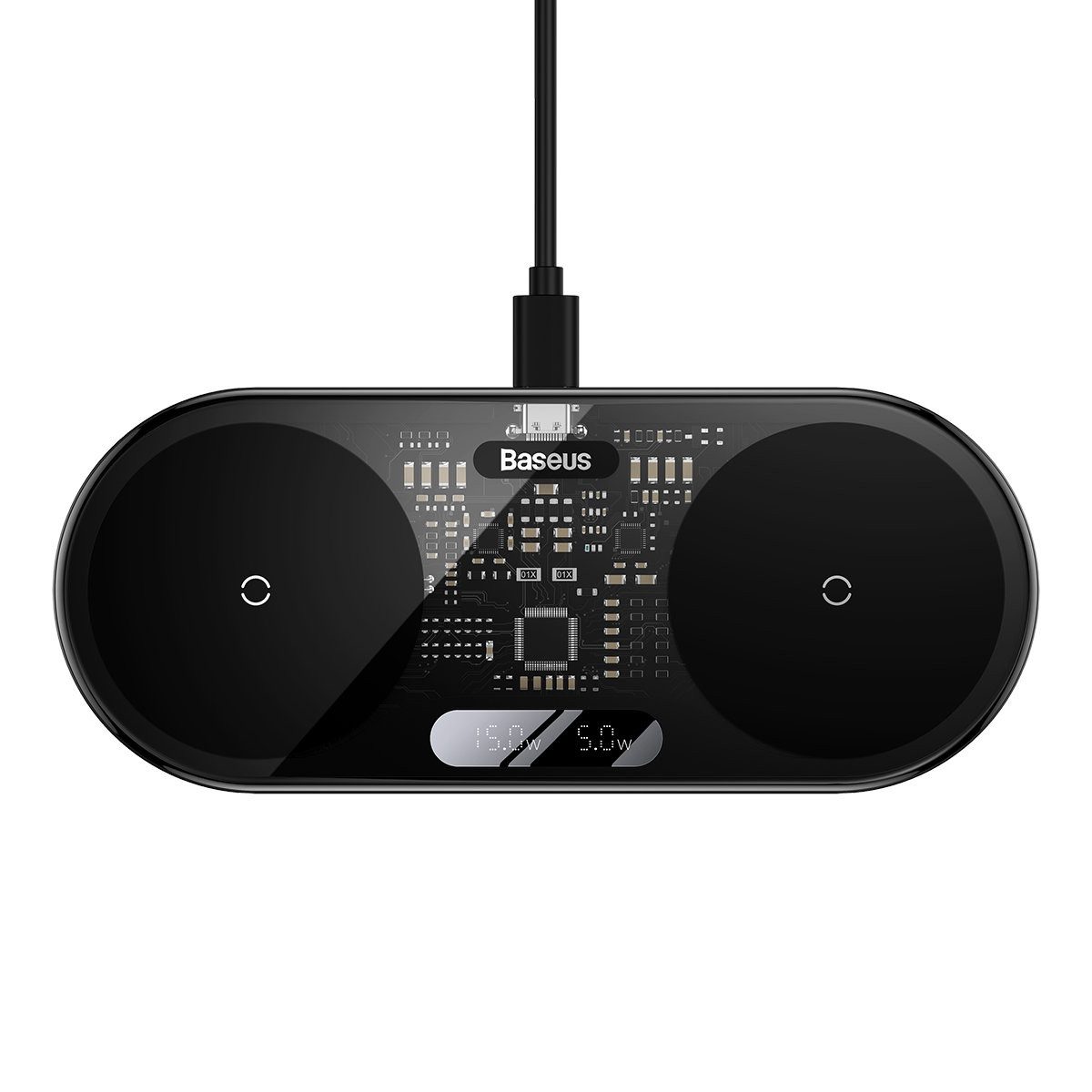 Baseus Dual Wireless Charger mit Digitalanzeige 20W schwarz Wireless Charger