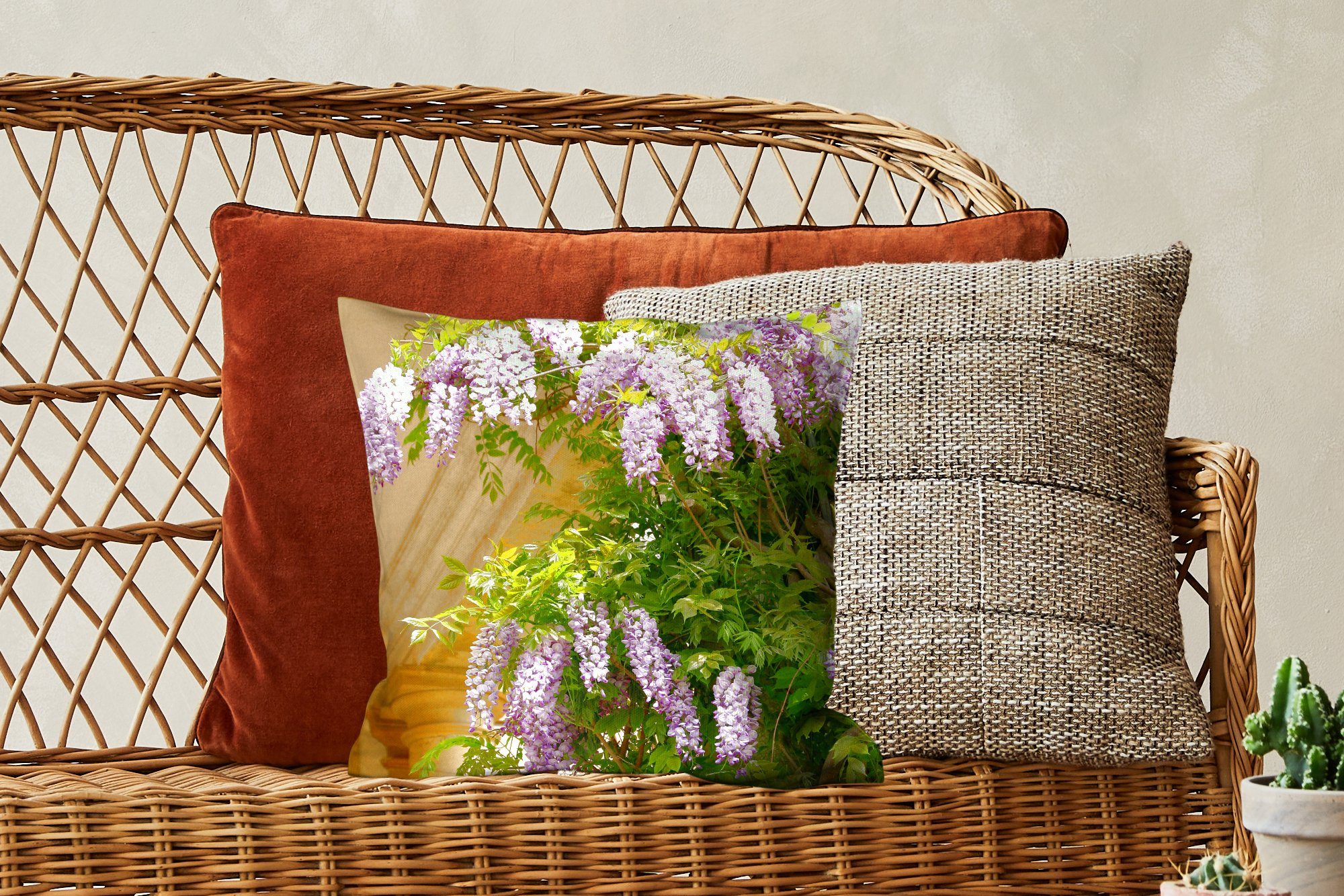 Wohzimmer, für gelbem MuchoWow Dekokissen Regen auf Deko, Füllung Schlafzimmer, Hintergrund, mit Sofakissen Zierkissen Blauer