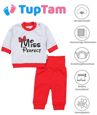 TupTam Erstausstattungspaket Baby Mädchen Langarmshirt mit Spruch Babyhose Babykleidung 2teilig