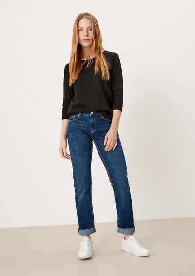 s.Oliver 5-Pocket-Jeans Regular: Straight leg-Jeans Leder-Patch, Waschung