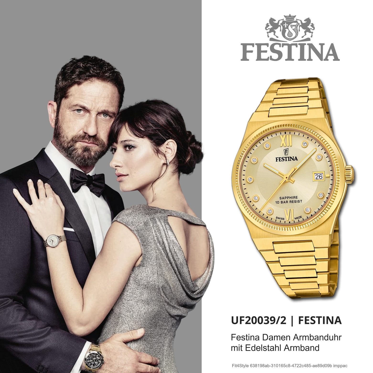 Festina Quarzuhr Festina Damenuhr Edelstahl gold Festina, (Analoguhr), Damen Armbanduhr rund, Edelstahlarmband gold, Elegant