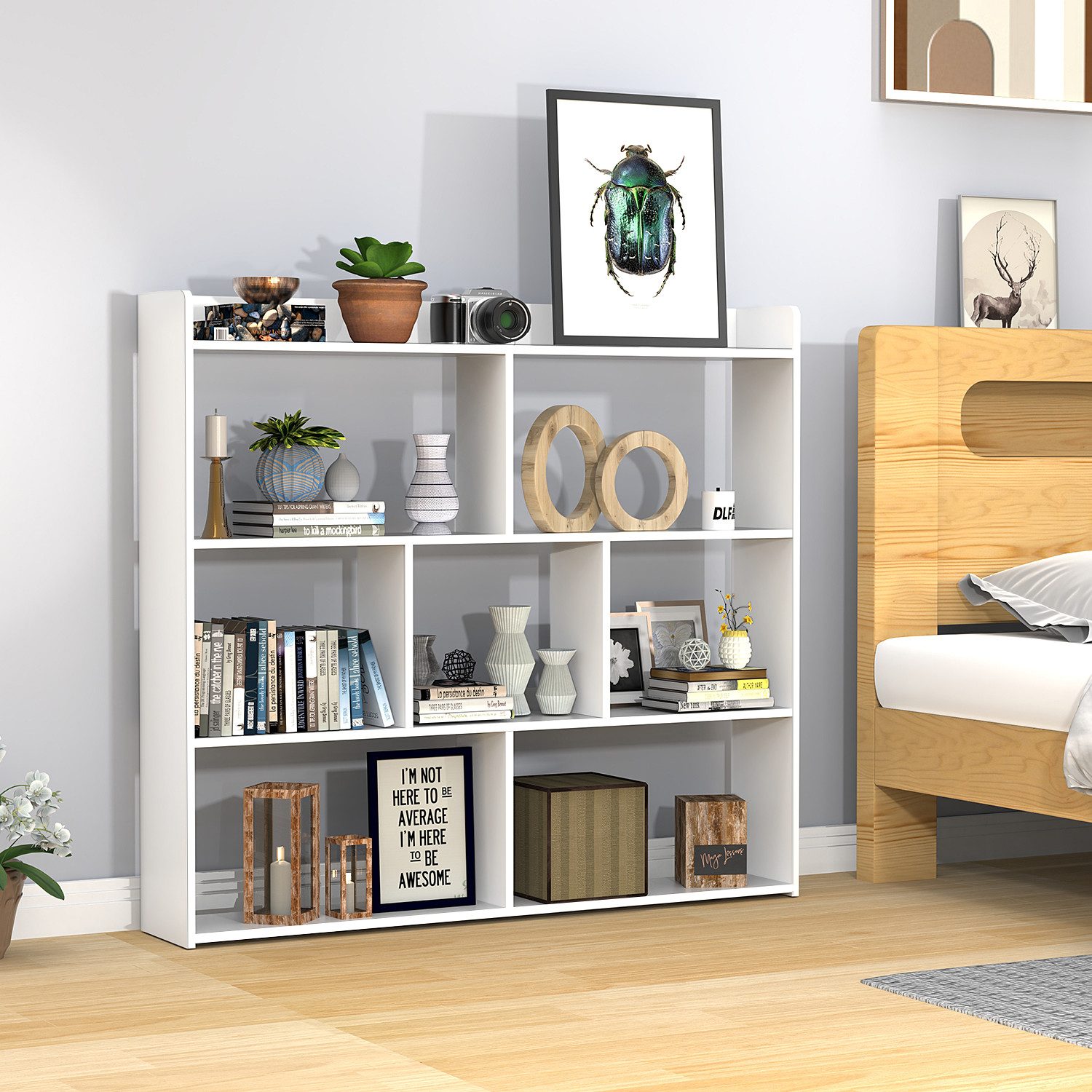 oyajia Bücherregal Raumteiler Regal Bücherschrank Standregal günstig online kaufen
