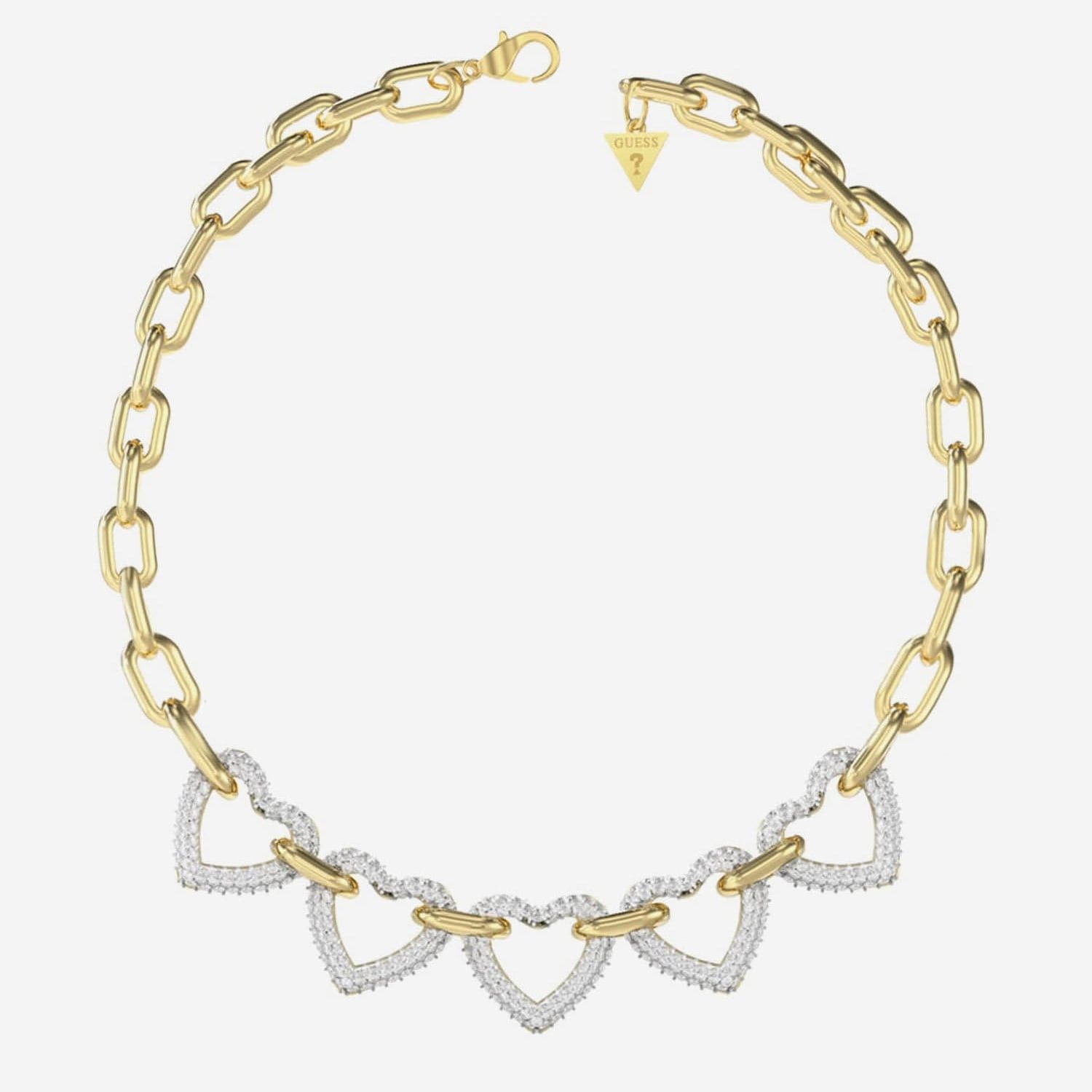 Guess Herzkette JUBN06010JWYGT/U, für Damen-Kette Multi Pavé Herzen Goldfarben