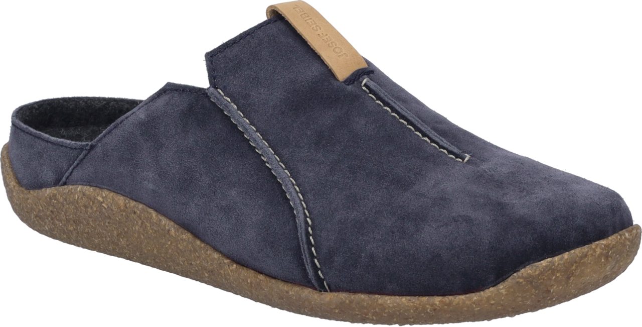 Josef Seibel Vince 02 Hausschuh Schlupfschuh mit Kontrastbesatz und Logoprägung, H-Weite
