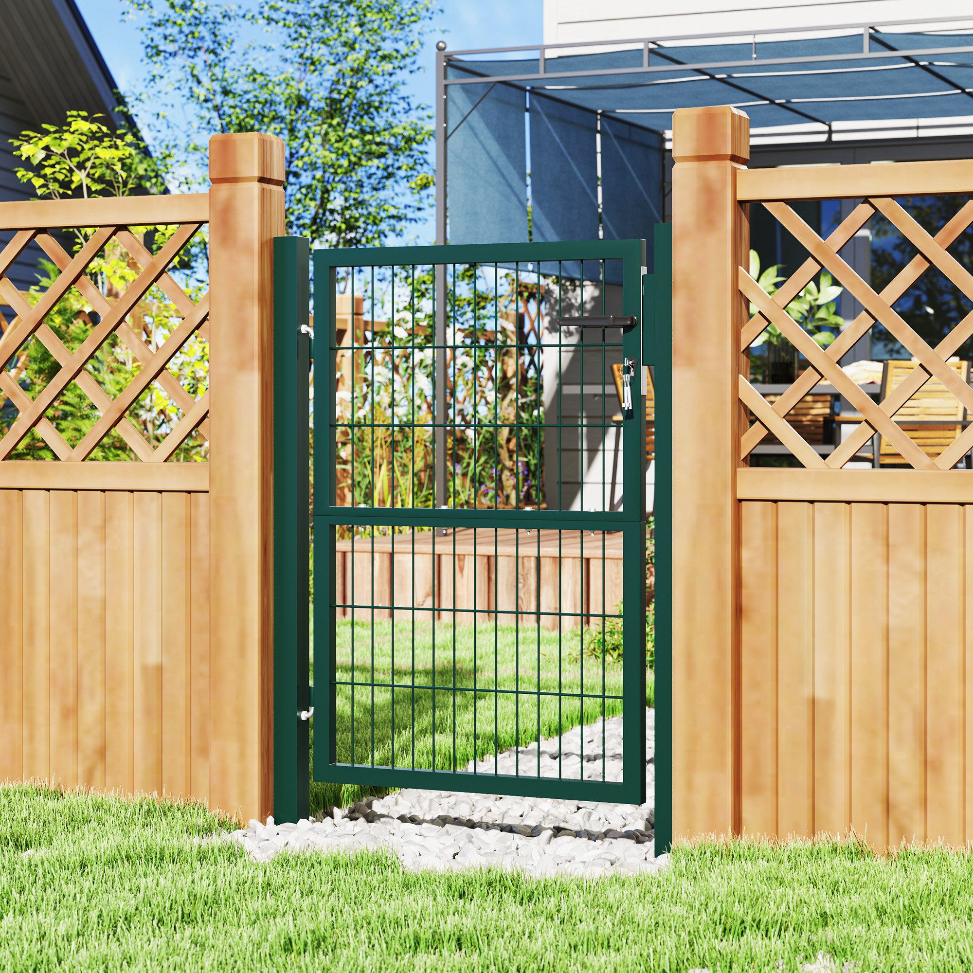 Outsunny Gartentor mit Griff, Schloss, 3 günstig online kaufen