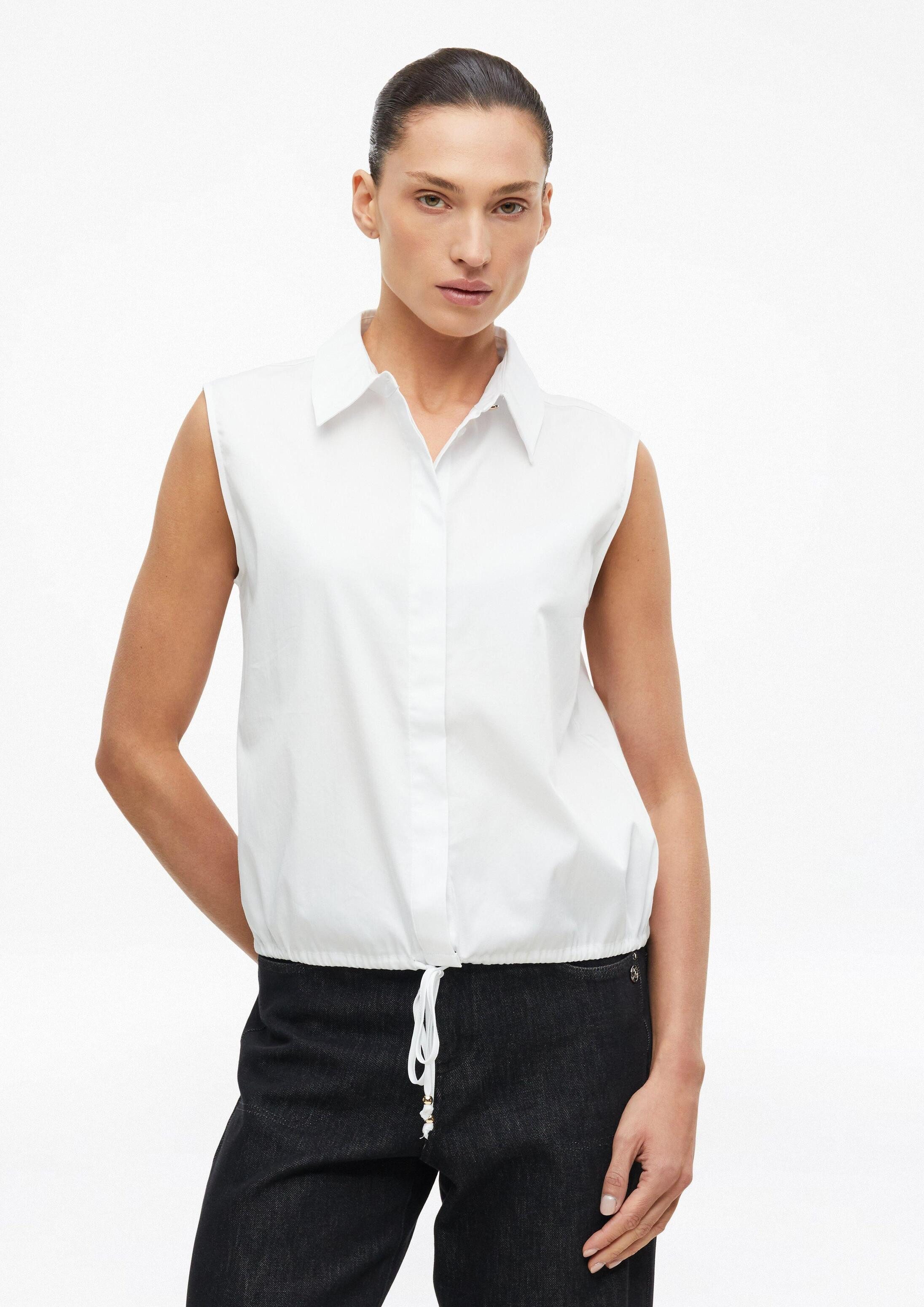 s.Oliver Blusentop Bluse Ärmellose Popeline-Bluse mit regulierbarem Saum
