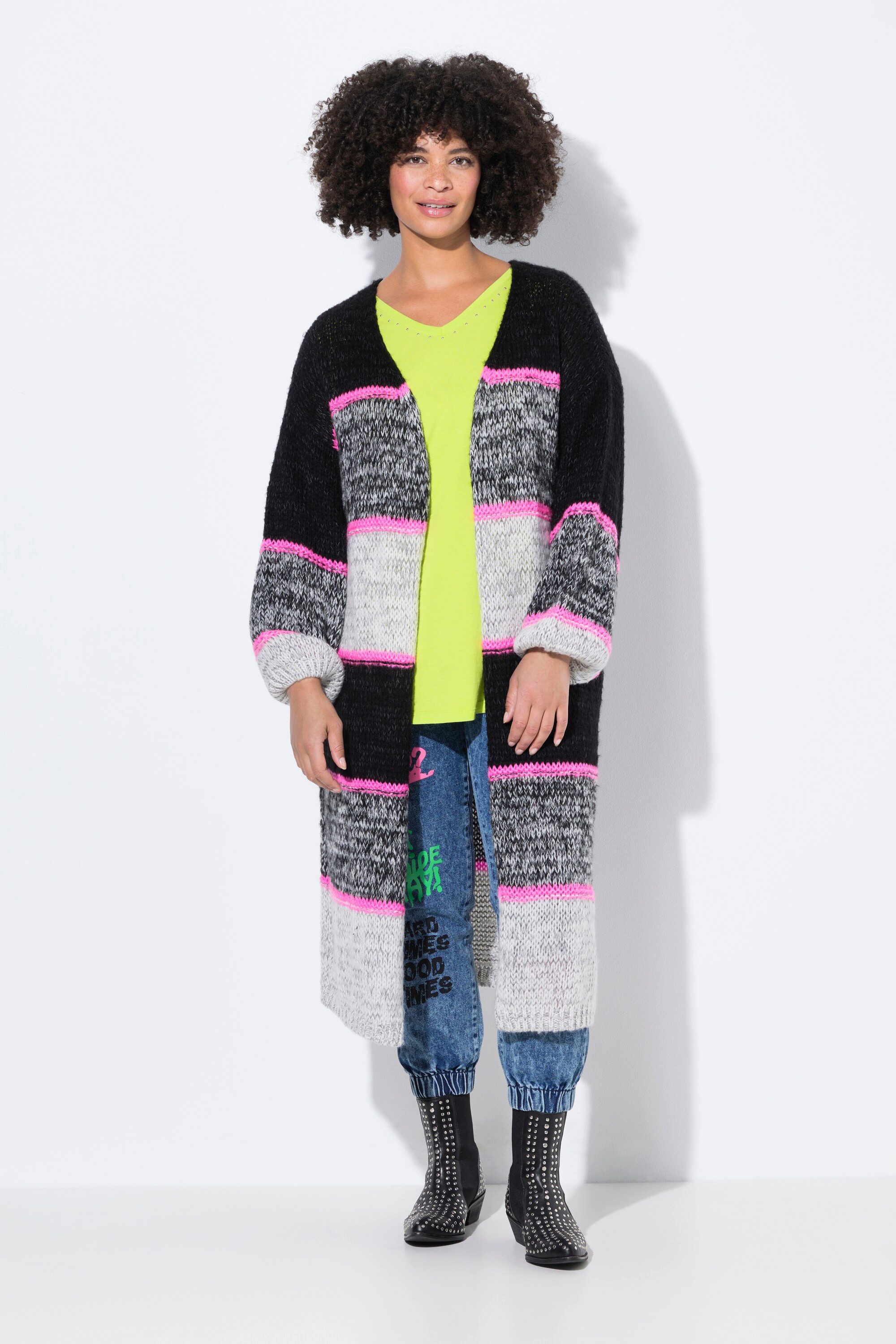 Angel of Style Strickjacke Strickjacke lang Neonstreifen offene Form günstig online kaufen