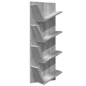 vidaXL Regal Wand-Bücherregal mit 4 Fächern Grau Sonoma 33x16x90 cm, 1-tlg.