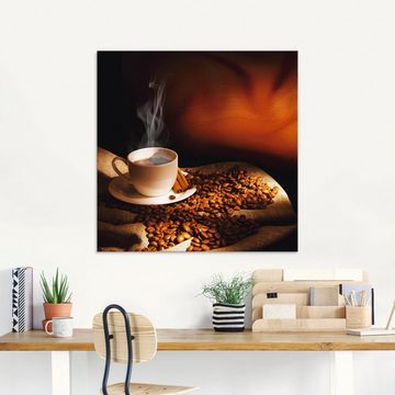 Artland Glasbild Dampfende Tasse Kaffee, Getränke (1 St), in verschiedenen Größen