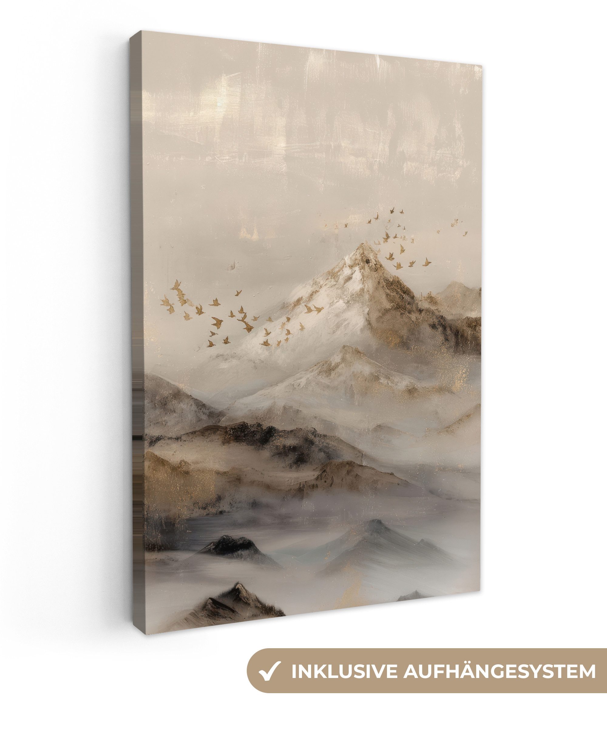 OneMillionCanvasses® Leinwandbild Berglandschaft - Nebel - Pinselstriche, F günstig online kaufen