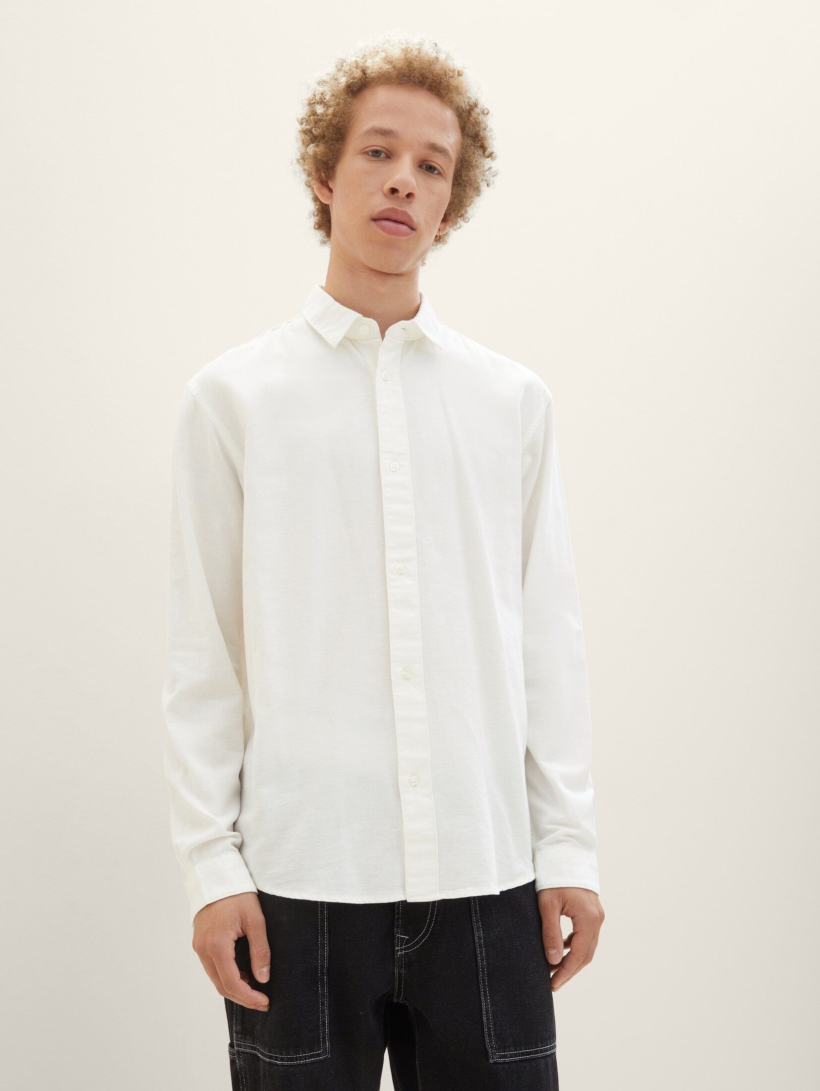 Wool White TAILOR Langarmhemd TOM Hemd Denim Oxford