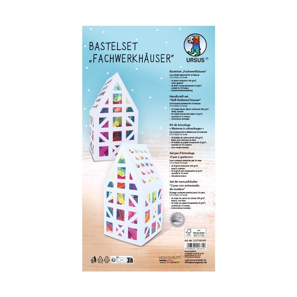 URSUS Bastelnaturmaterial URSUS Fachwerkhäuser 24 weiß