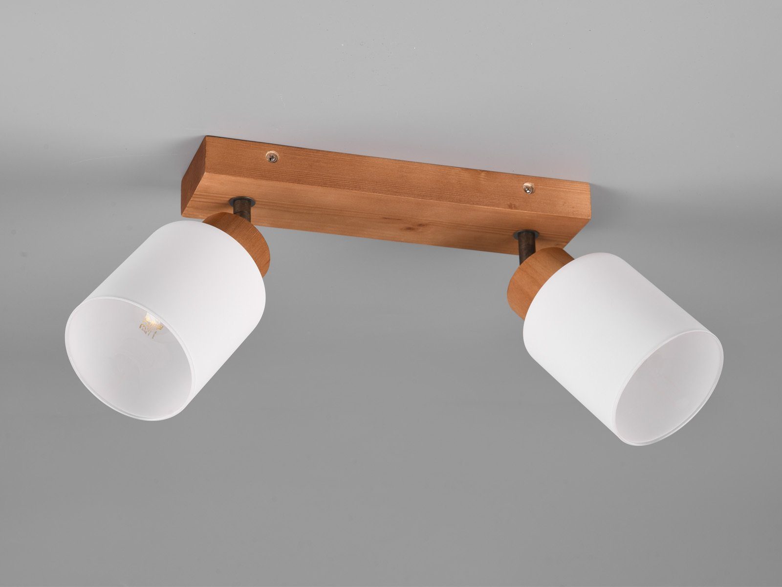 Reality Leuchten LED Deckenstrahler, Dimmfunktion, LED wechselbar, warmweiß, innen, Holz-lampe 2 Spots, Deckenleuchte Treppenhaus & Ankleidezimmer