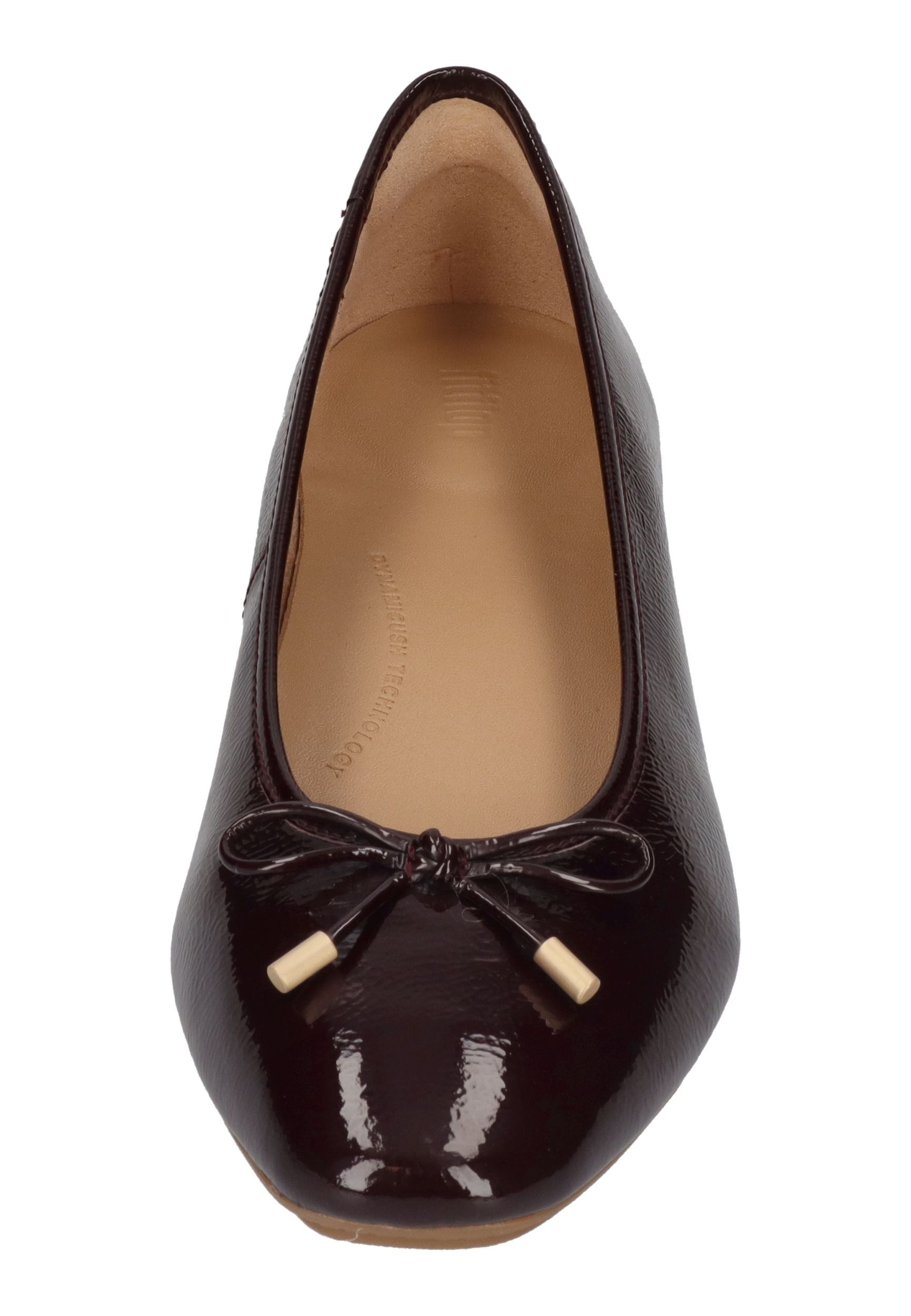 Fitflop DELICATO BOW TEXTURED PAT-LEATHER BALLET FLATS Ballerina Cherry