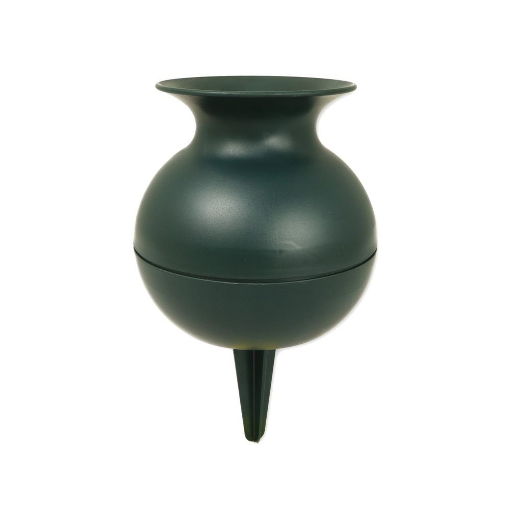 WIBO Kunststofftechnik GmbH Pflanzschale Grabvase rund dunkelgrün Grab Dekoration Blumenvase für den Friedhof (1 St), runde Form mit Stecker, wetterfest