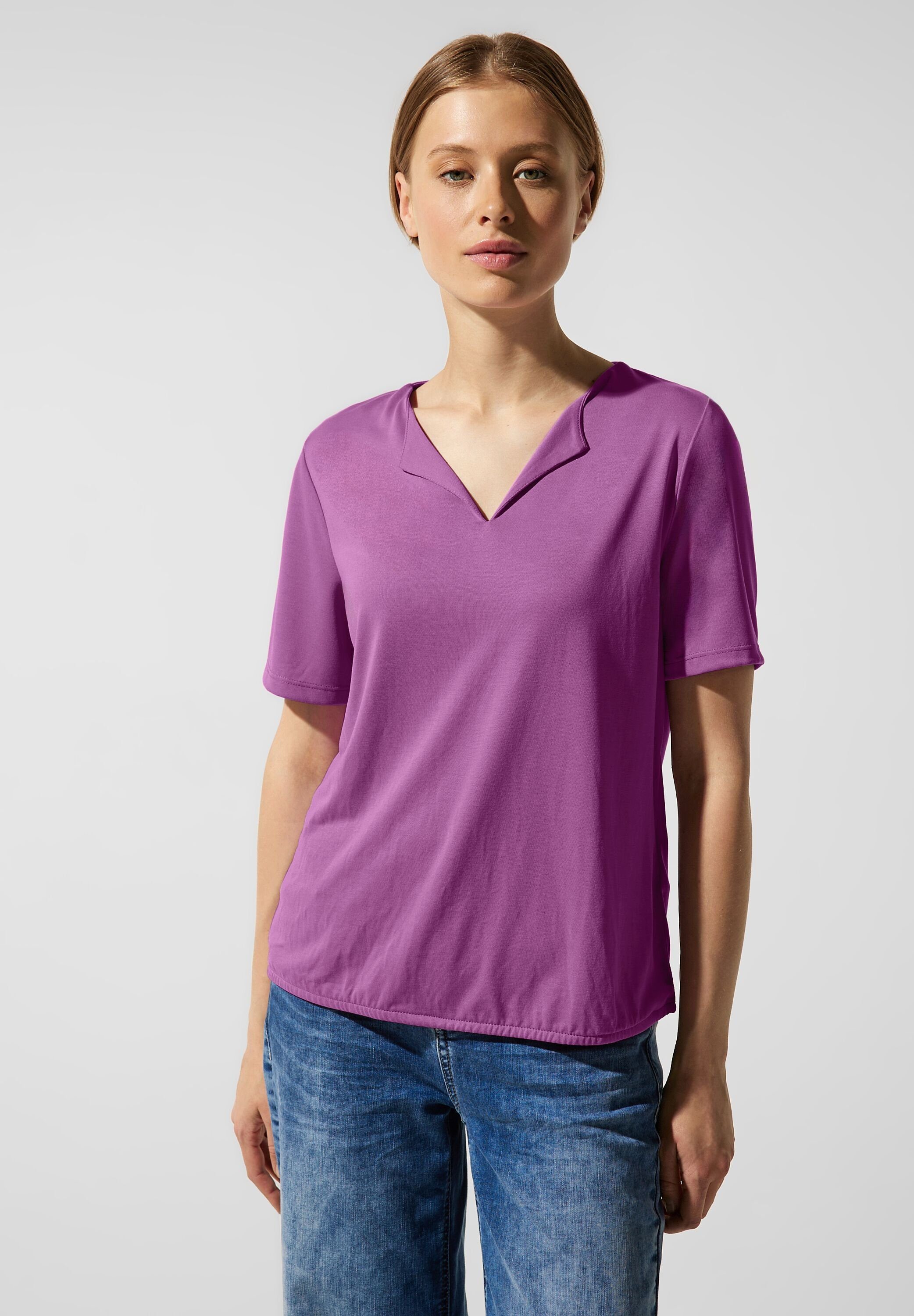 STREET ONE Shirttop im Seidenlook, Maße bei Größe 38 ca.: Länge 62 cm,  Brust 102 cm, Saumweite 98 cm