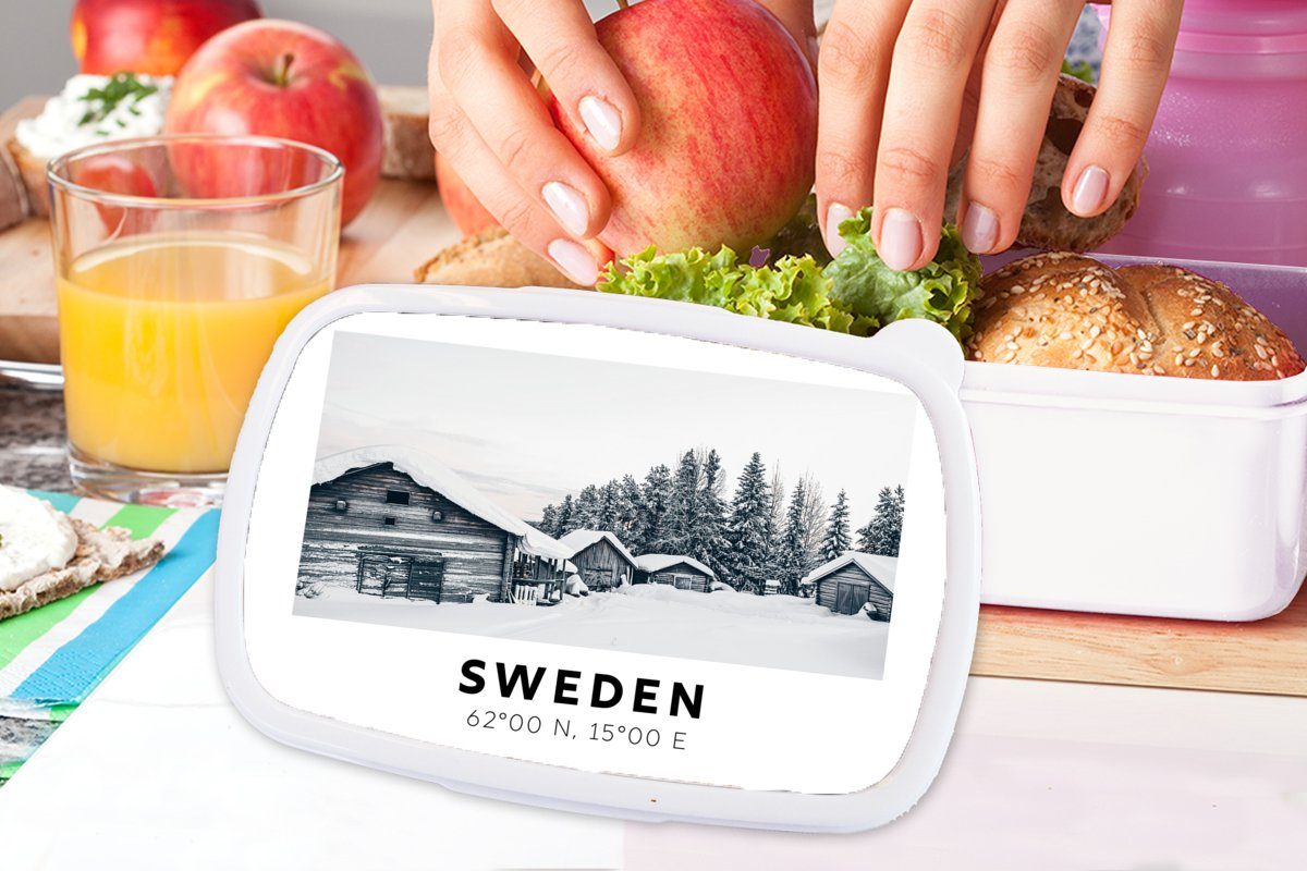 Erwachsene, Jungs MuchoWow und Skandinavien, - für Brotdose, Schnee Schweden (2-tlg), Mädchen weiß Kunststoff, für und Kinder - - Baum Lunchbox Brotbox