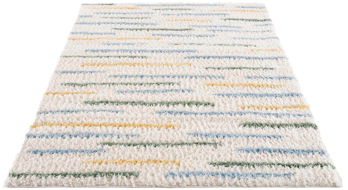 Carpet City Hochflor-Teppich Pulpy 562, rechteckig, Höhe: 30 mm, besonders weich, Streifen, Wohnzimmer, Schlafzimmer, Kinderzimmer