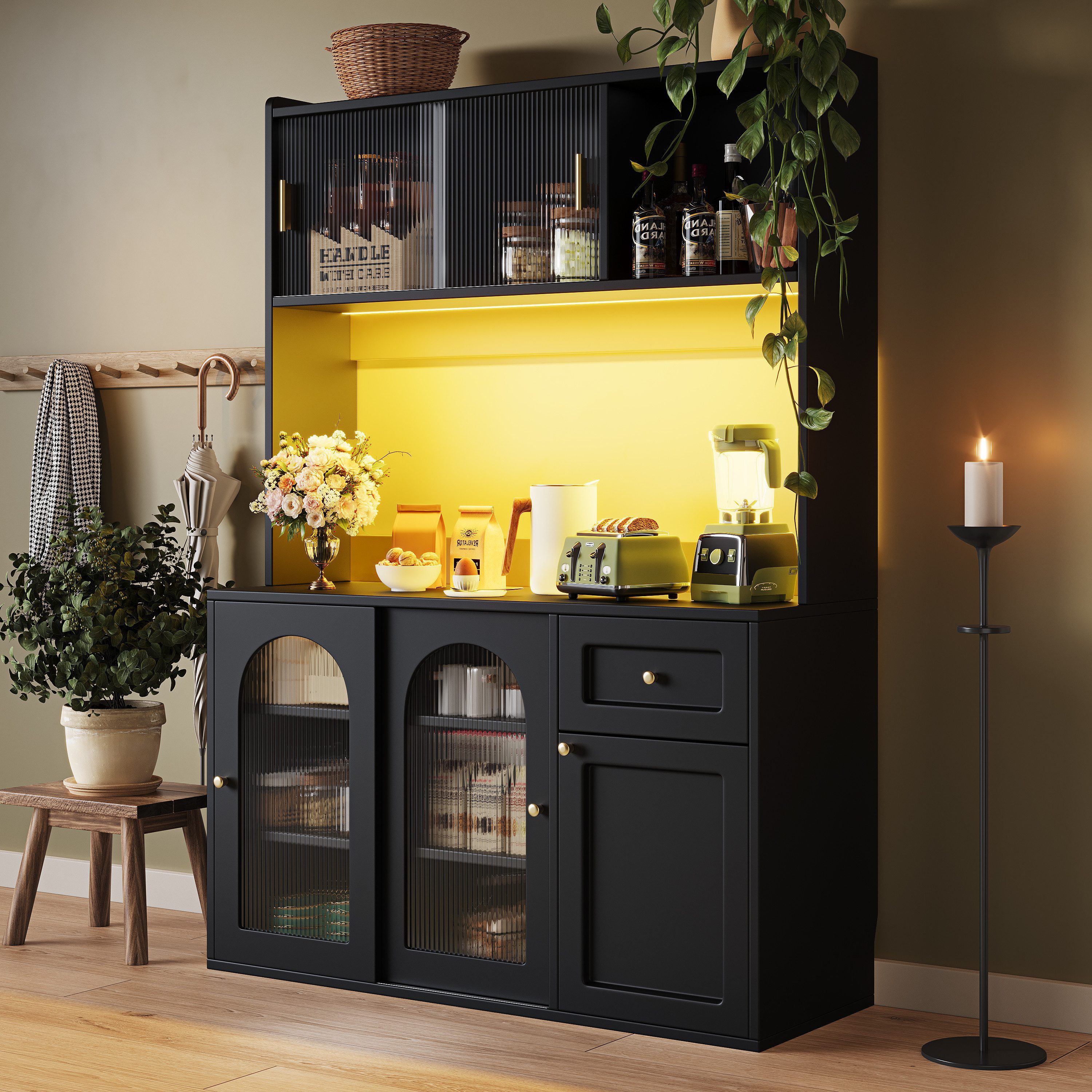 Odikalo Küchenbuffet Küchenschrank Anrichte Hochschrank Buffetschrank Vitrine Sideboard