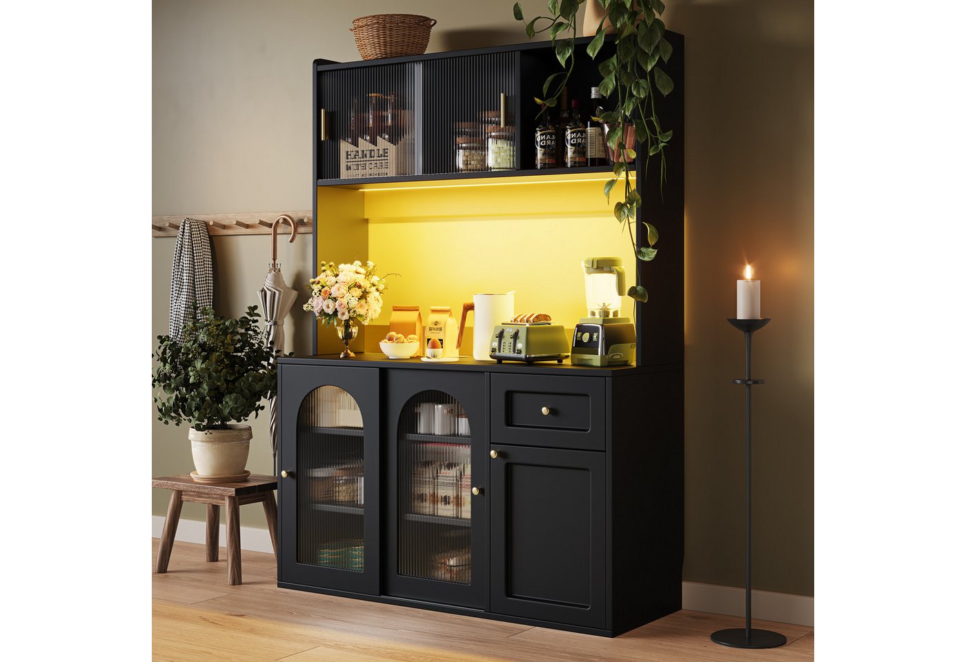 Odikalo Küchenbuffet Küchenschrank Anrichte Hochschrank Buffetschrank Vitrine Sideboard