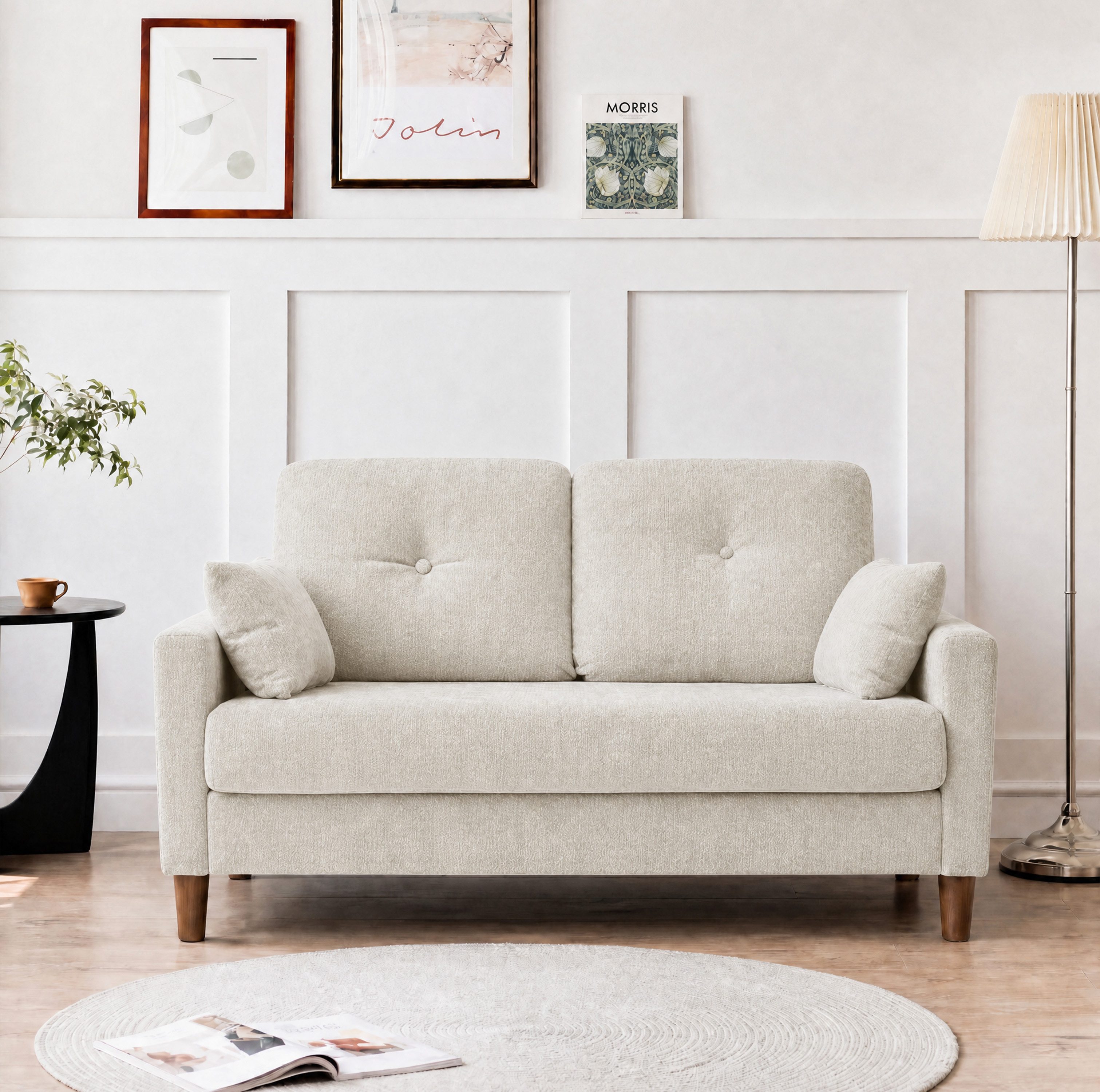 Vipbear Sofa 2-Sitzer Sofa mit Seitentaschen, kompakt für kleine Räume, 120cm, 1 Teile