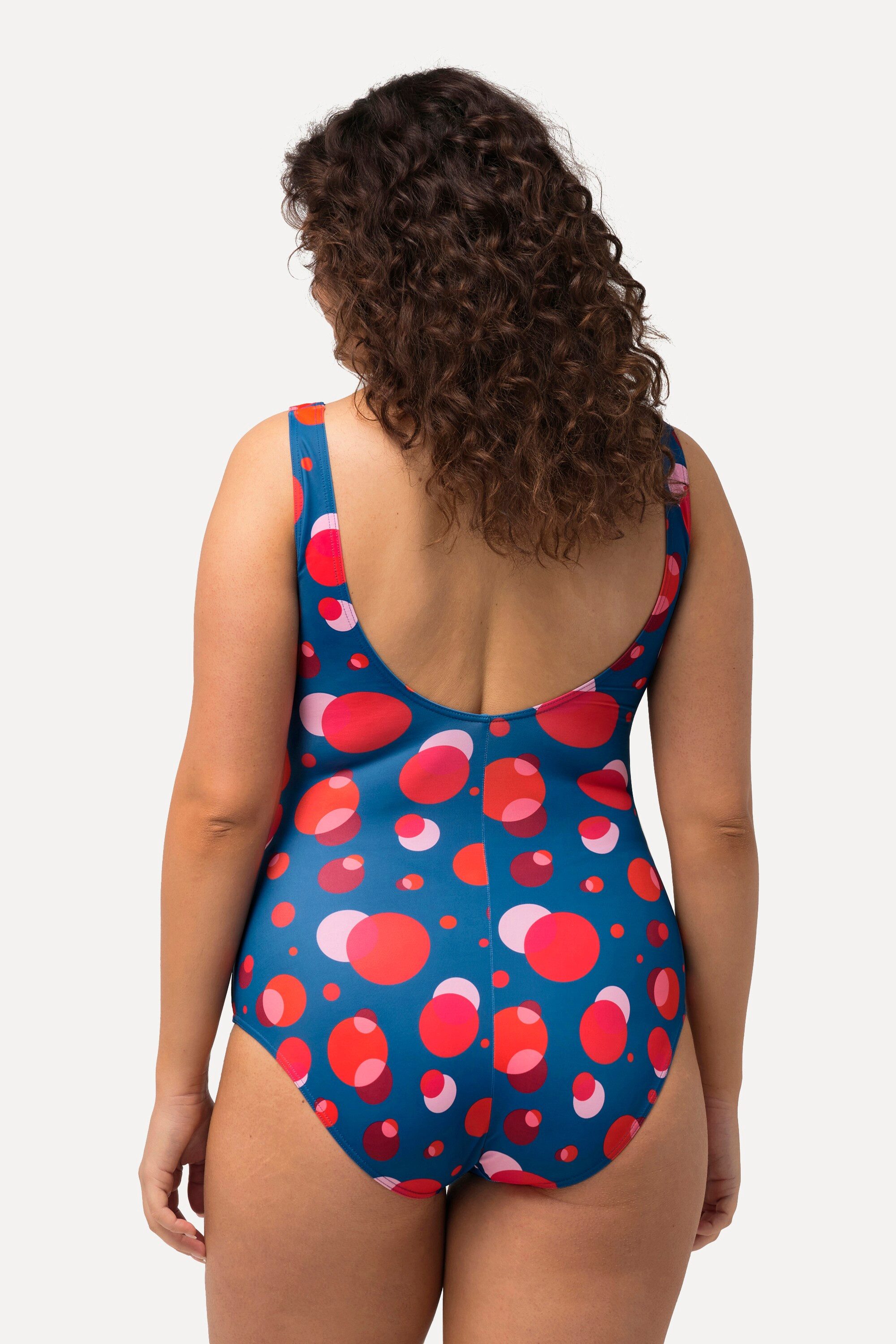 Ulla Popken Badeanzug Badeanzug Punkte ohne Softcups Rundhals