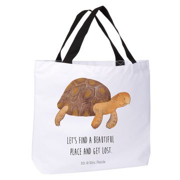 Mr. & Mrs. Panda Shopper Schildkröte Marschieren - Weiß - Geschenk, Einkaufsbeutel, Schulbeute (1-tlg), Vielseitig nutzbar