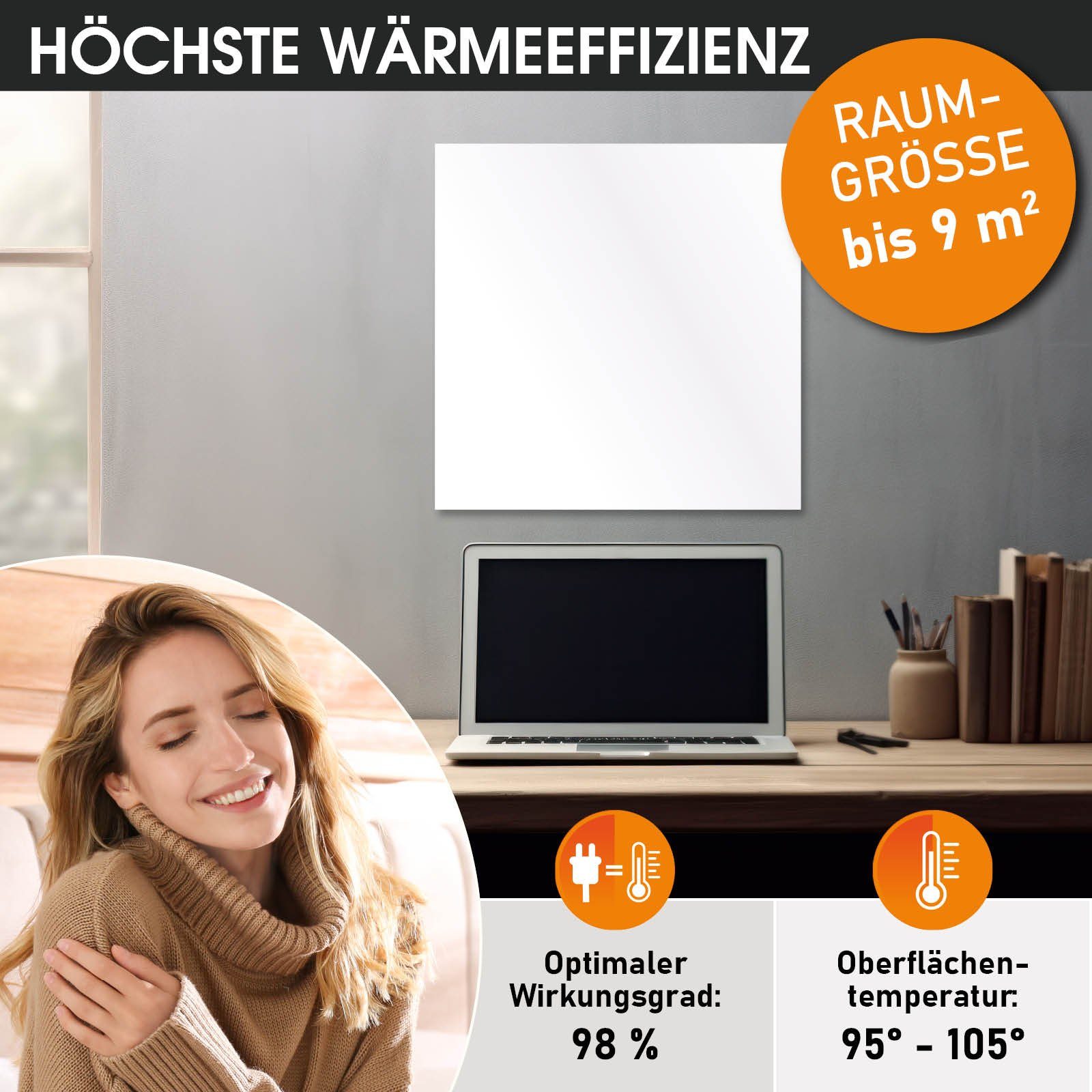 BRAST Infrarotheizung Hybrid; 300-1100 Watt; Hoher Wirkungsgrad; Ultraflache Bauweise, Überhitzungsschutz; Inkl. Wandhalterung