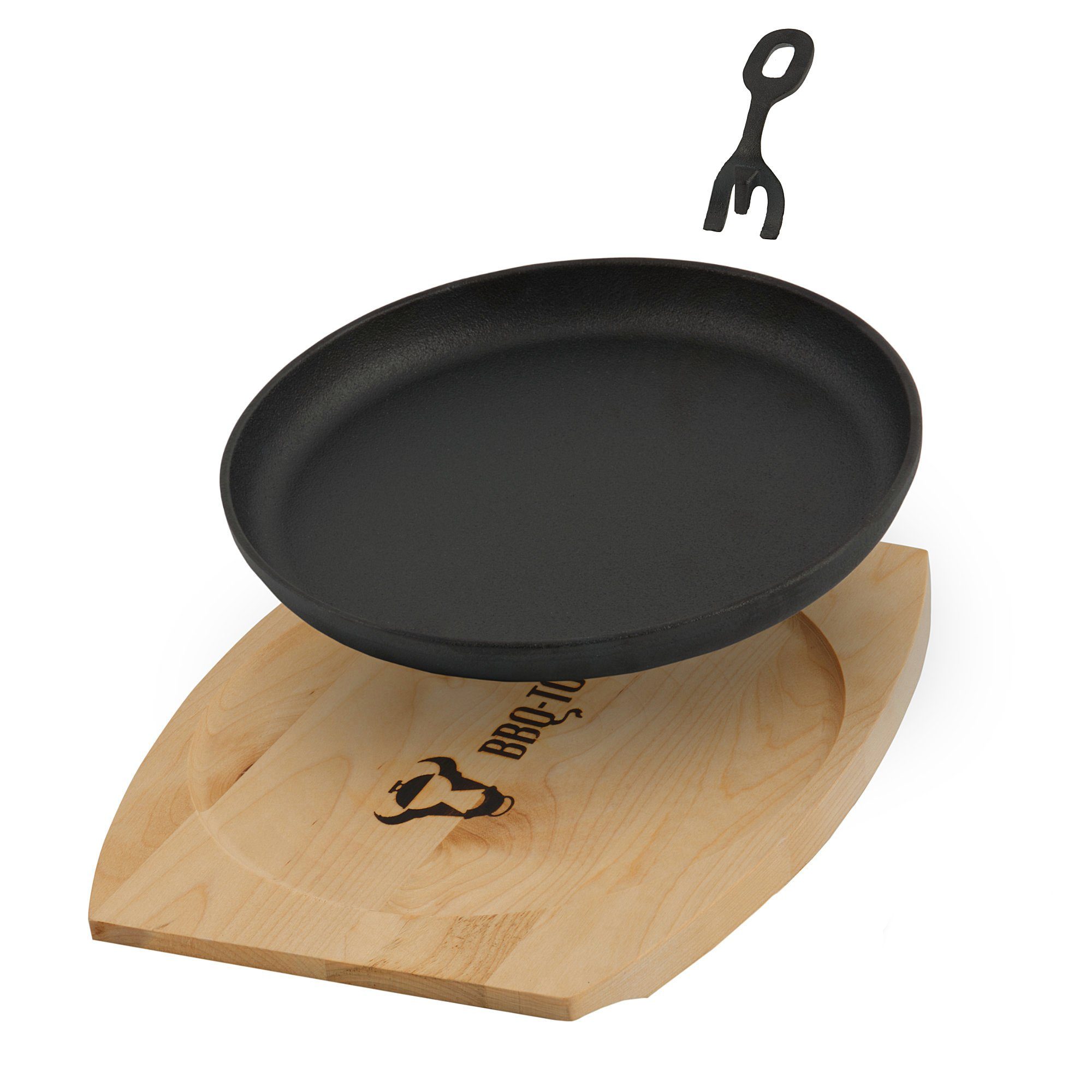 BBQ-Toro Servierpfanne 6er Gusseisen Servierpfännchen-Set, Ø 22 cm, rund, mit Holzbrett, Gusseisen – Bild 4 von 5