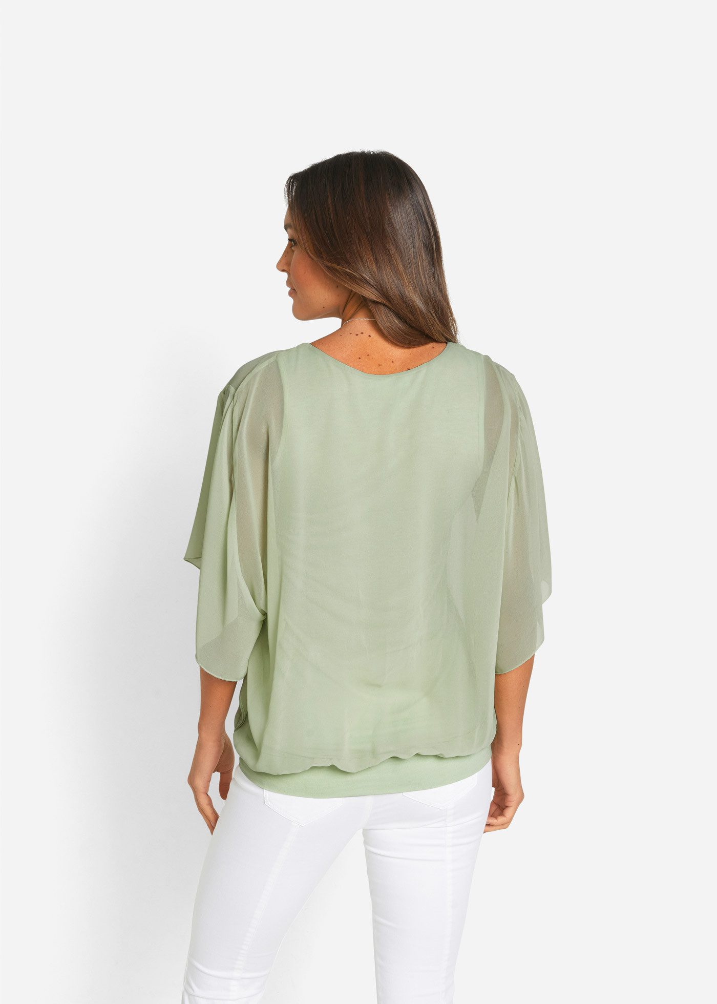 bonprix Chiffonbluse Oversize-Passform, für festliche Anlässe, mit elastischem Bund